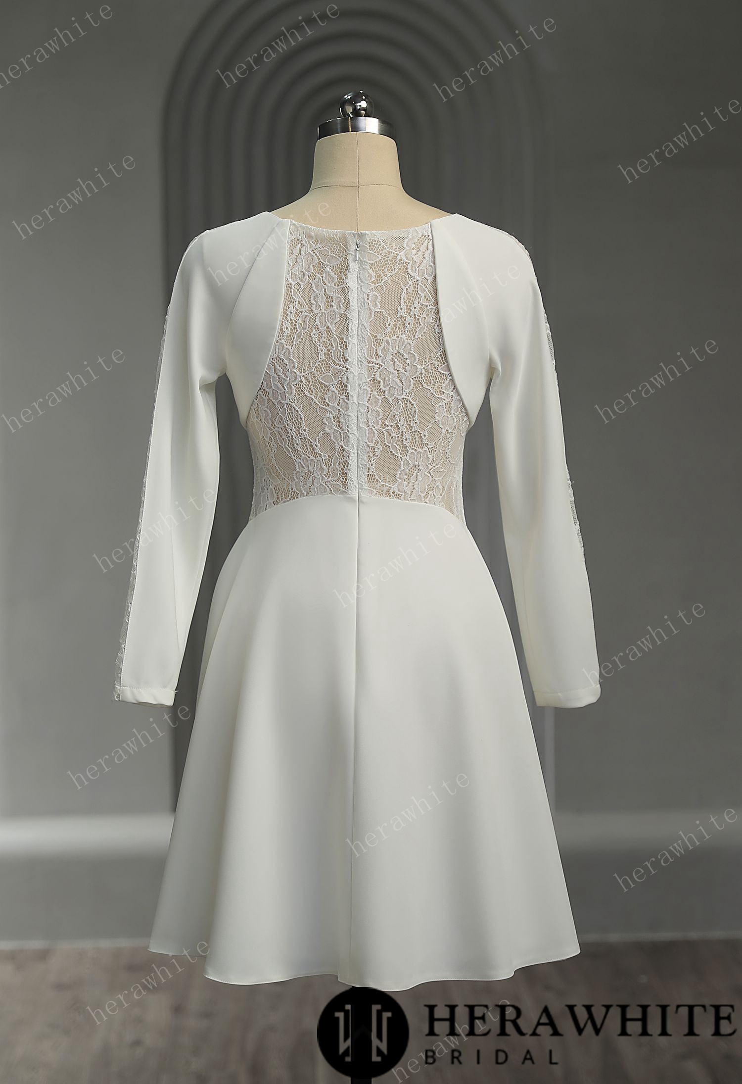Graceful Illusion Lace Short Wedding Dress