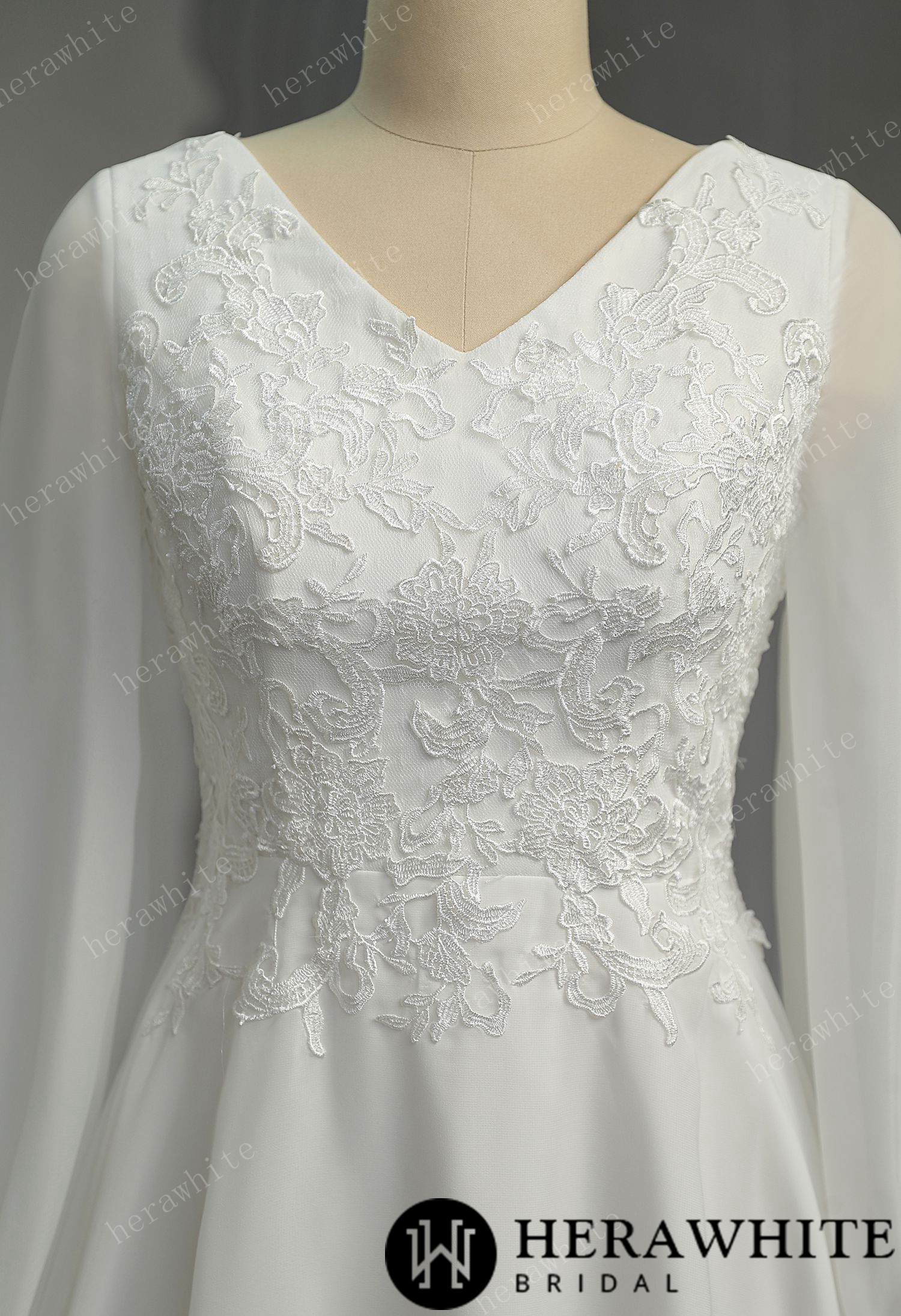 Unique Chiffon Long Sleeves High-Low Short Wedding Dress
