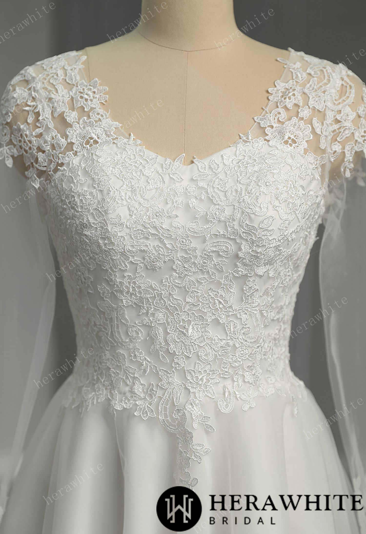 Floral Lace Lace Up Back Short Wedding Dress