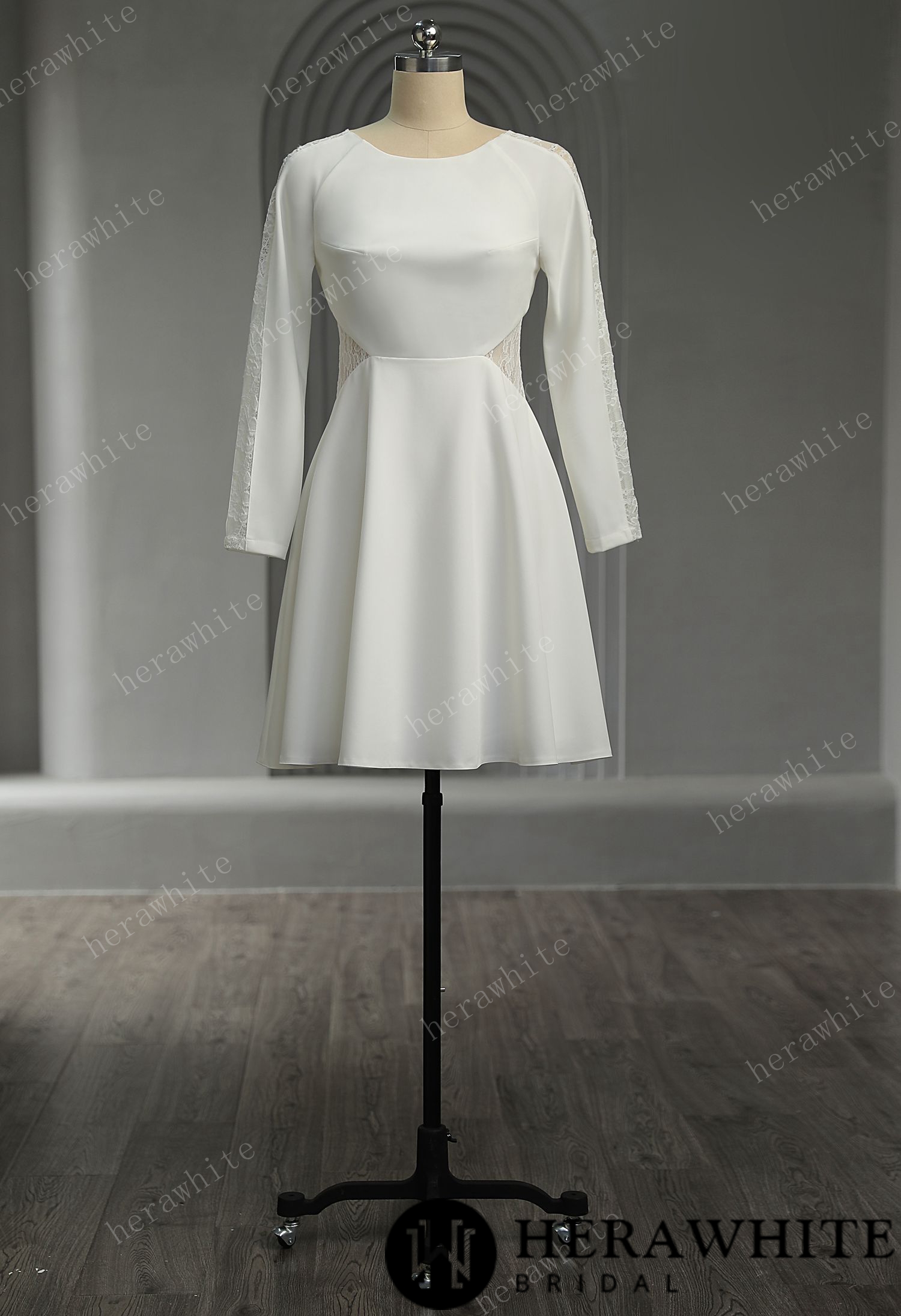 Graceful Illusion Lace Short Wedding Dress