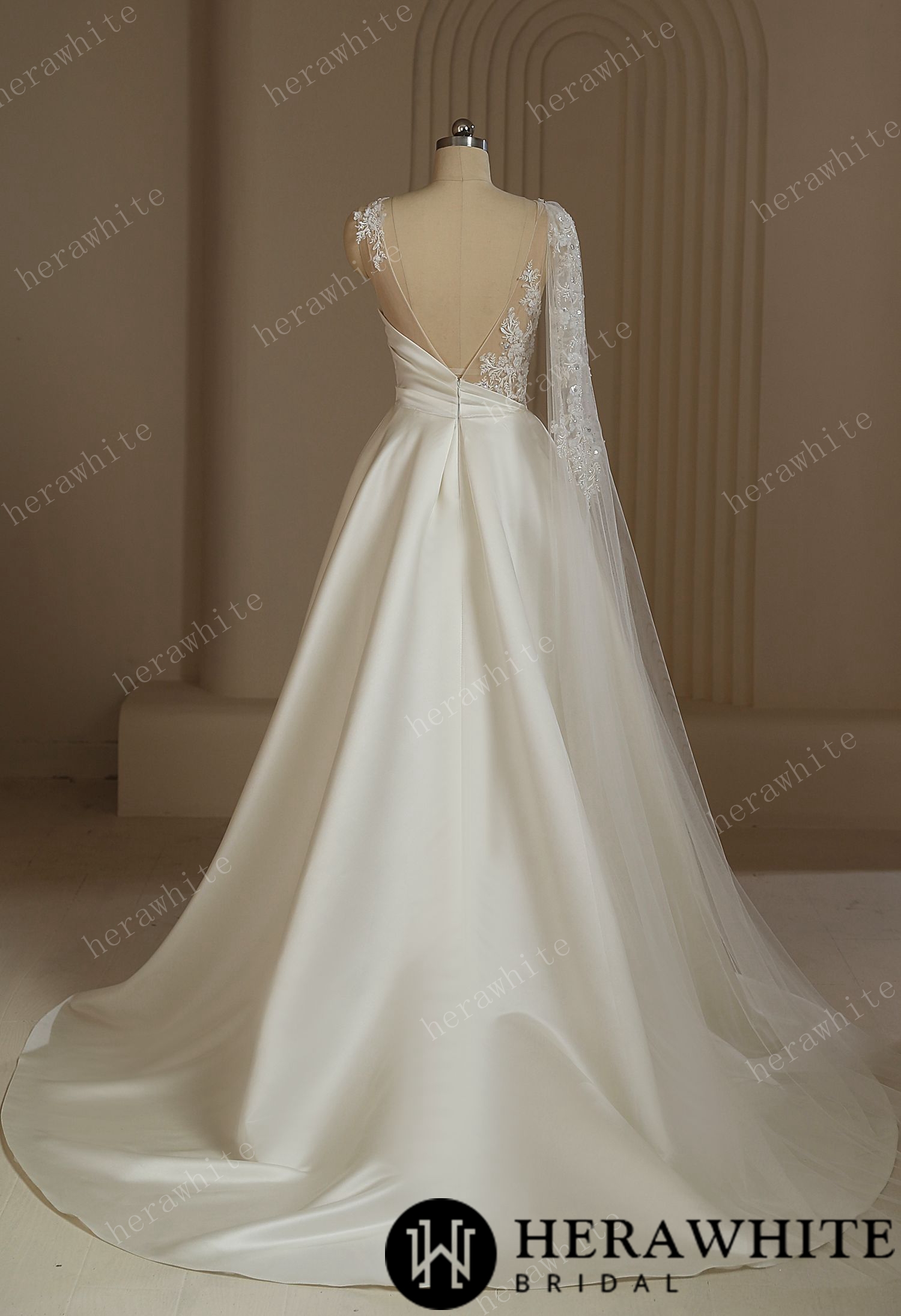 One Shoulder A-line  Wedding Dress With Beading Lace
