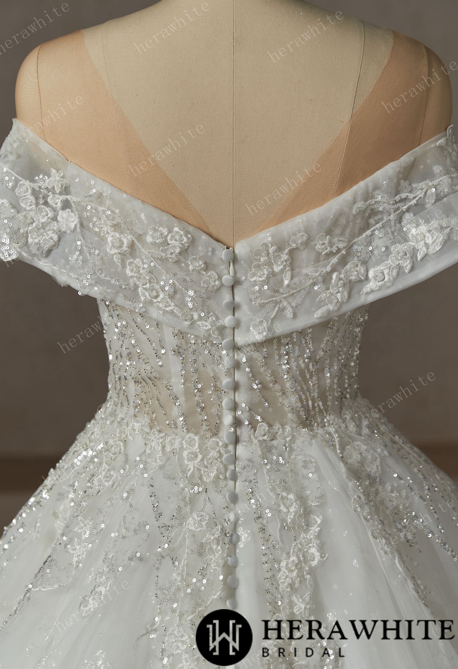 Princess Plunge  Wrap Sleeves Ball Gown Wedding Dress