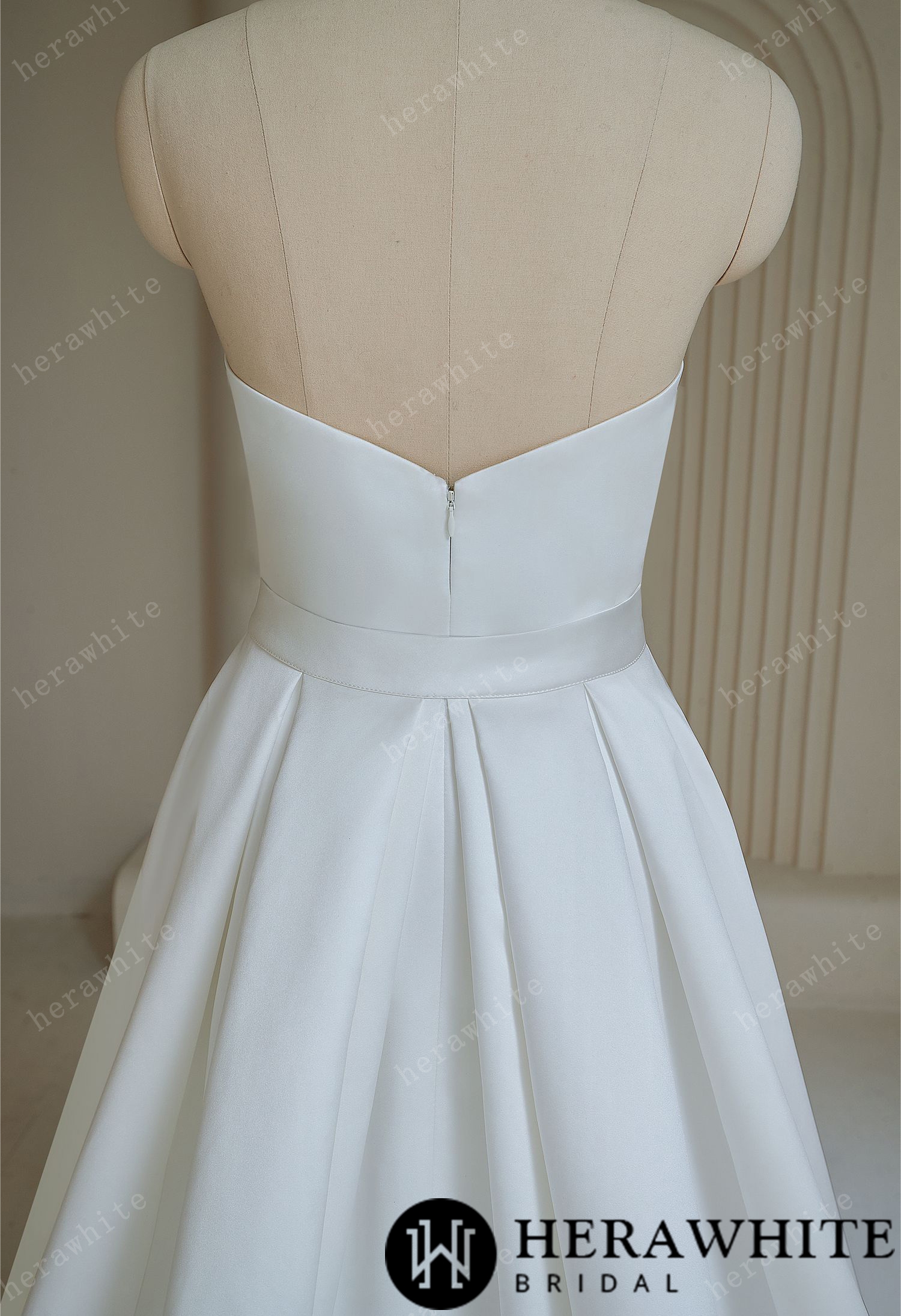 Sweetheart pleated  Satin Mermaid Wedding Dress with  Overskirt