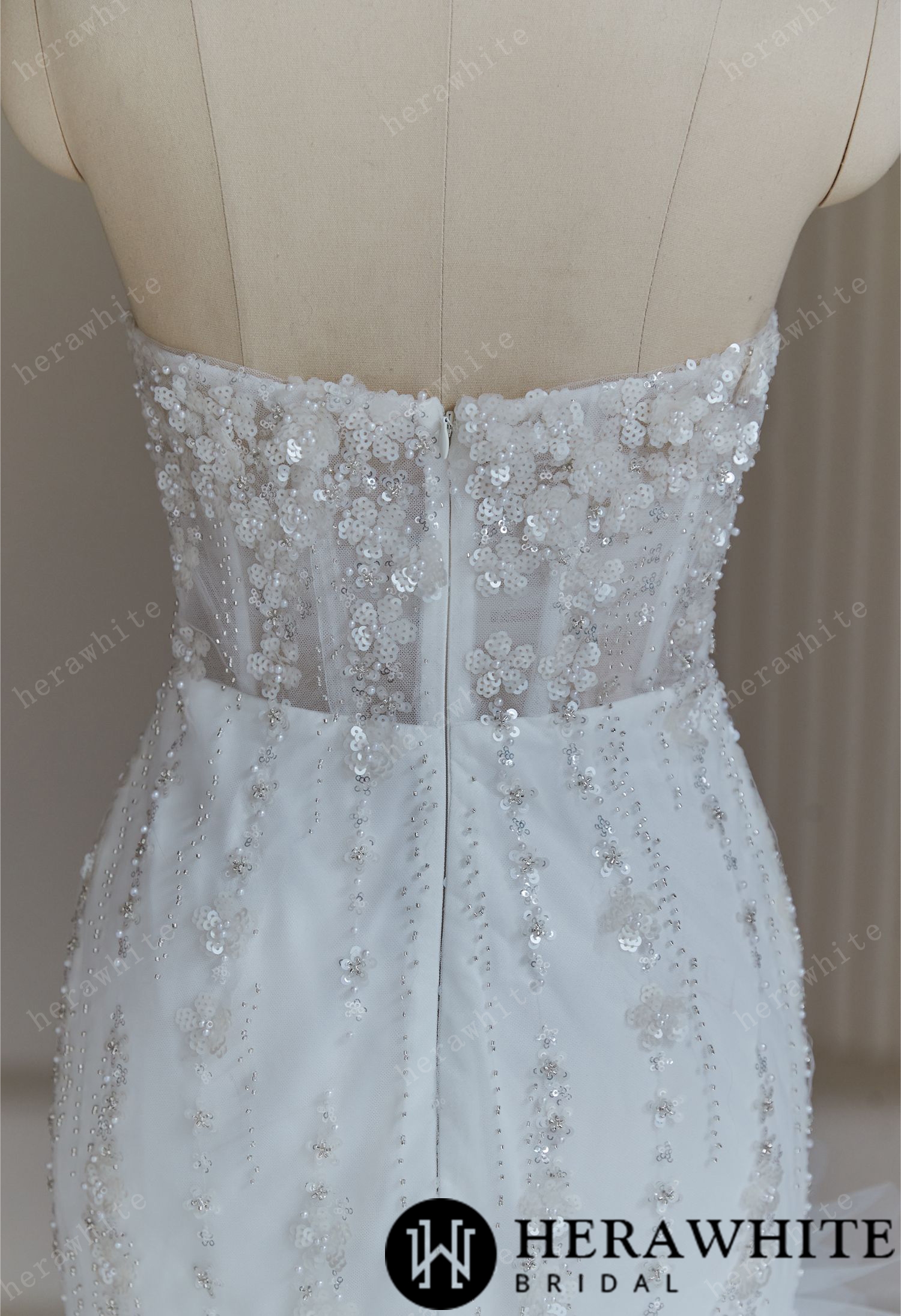 Beaded Wedding Dresses With  Cascading Ruffles