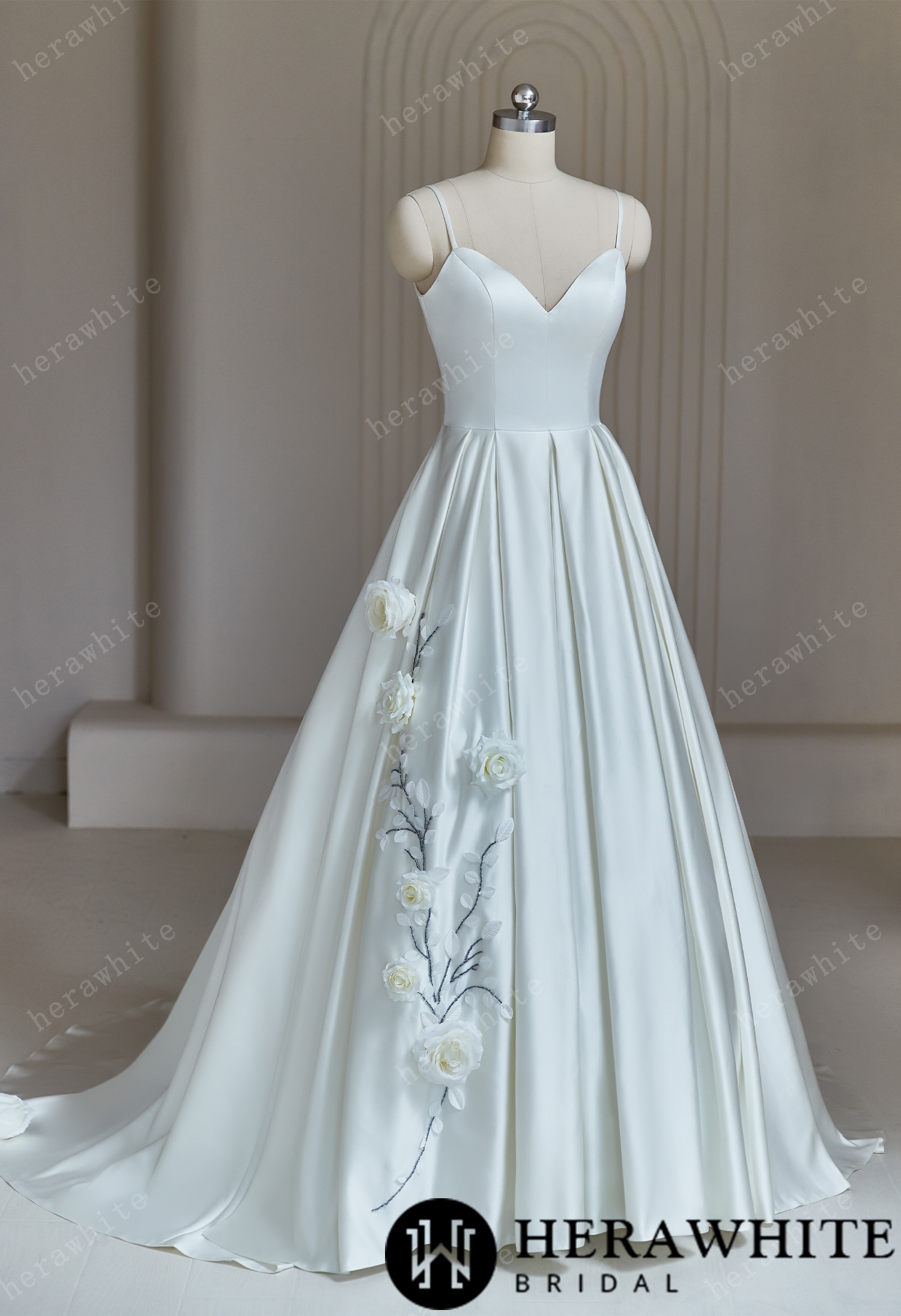 Sophisticated  A-Line Wedding Dress With Spaghetti Straps
