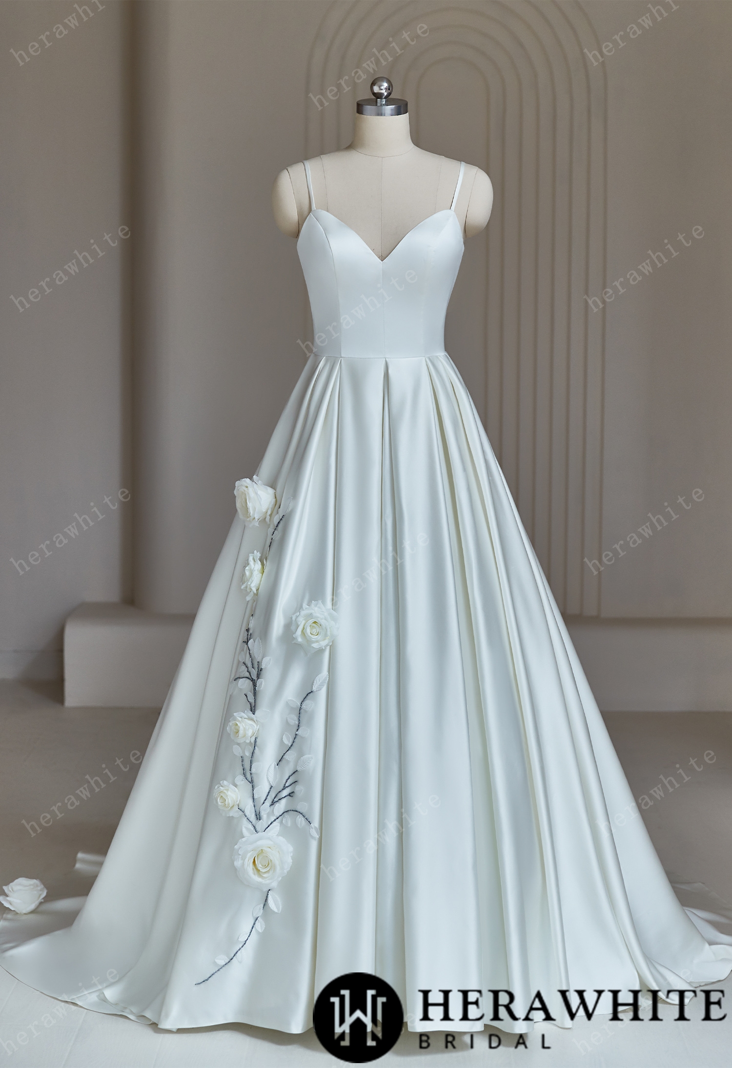 Sophisticated  A-Line Wedding Dress With Spaghetti Straps
