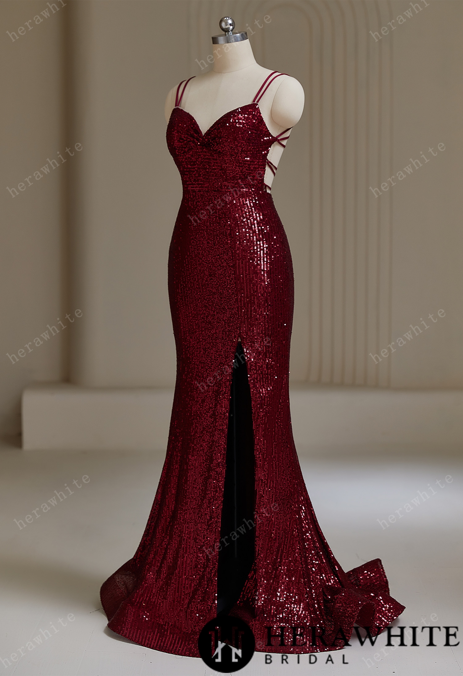 Sexy V-Neck Sequined Evening Dress