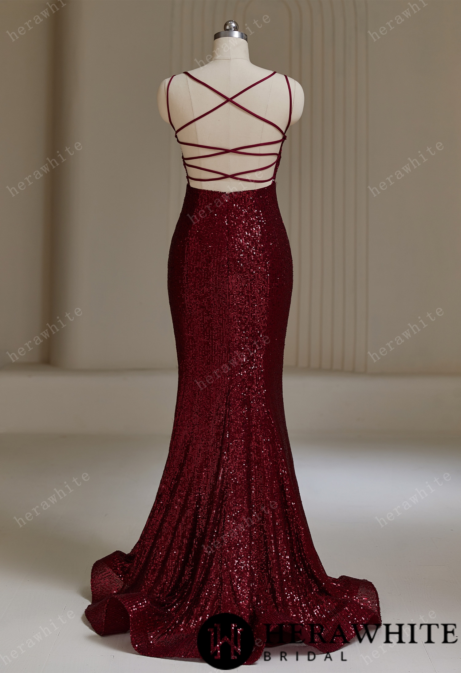 Sexy V-Neck Sequined Evening Dress