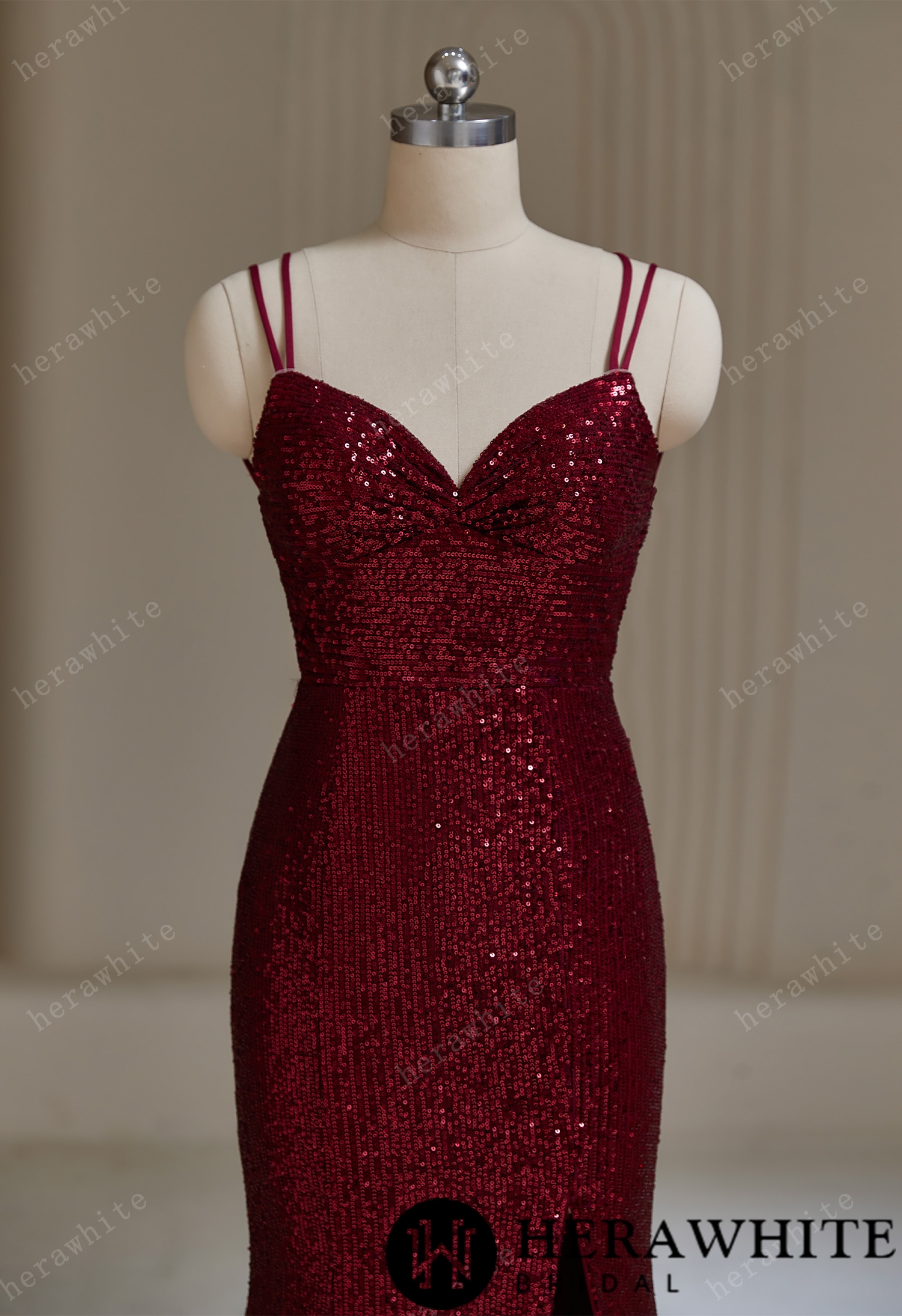Sexy V-Neck Sequined Evening Dress