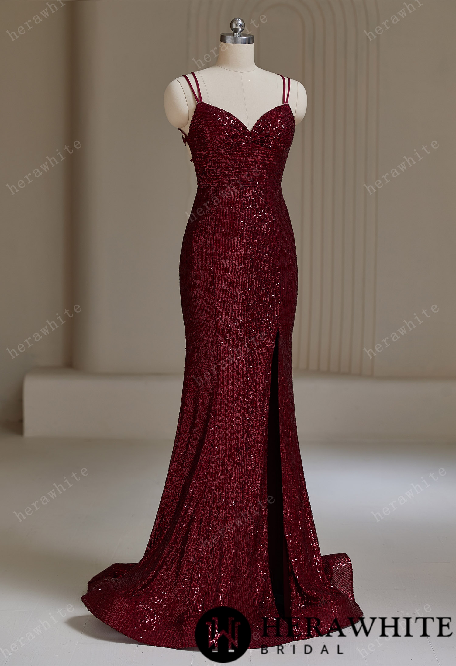 Sexy V-Neck Sequined Evening Dress