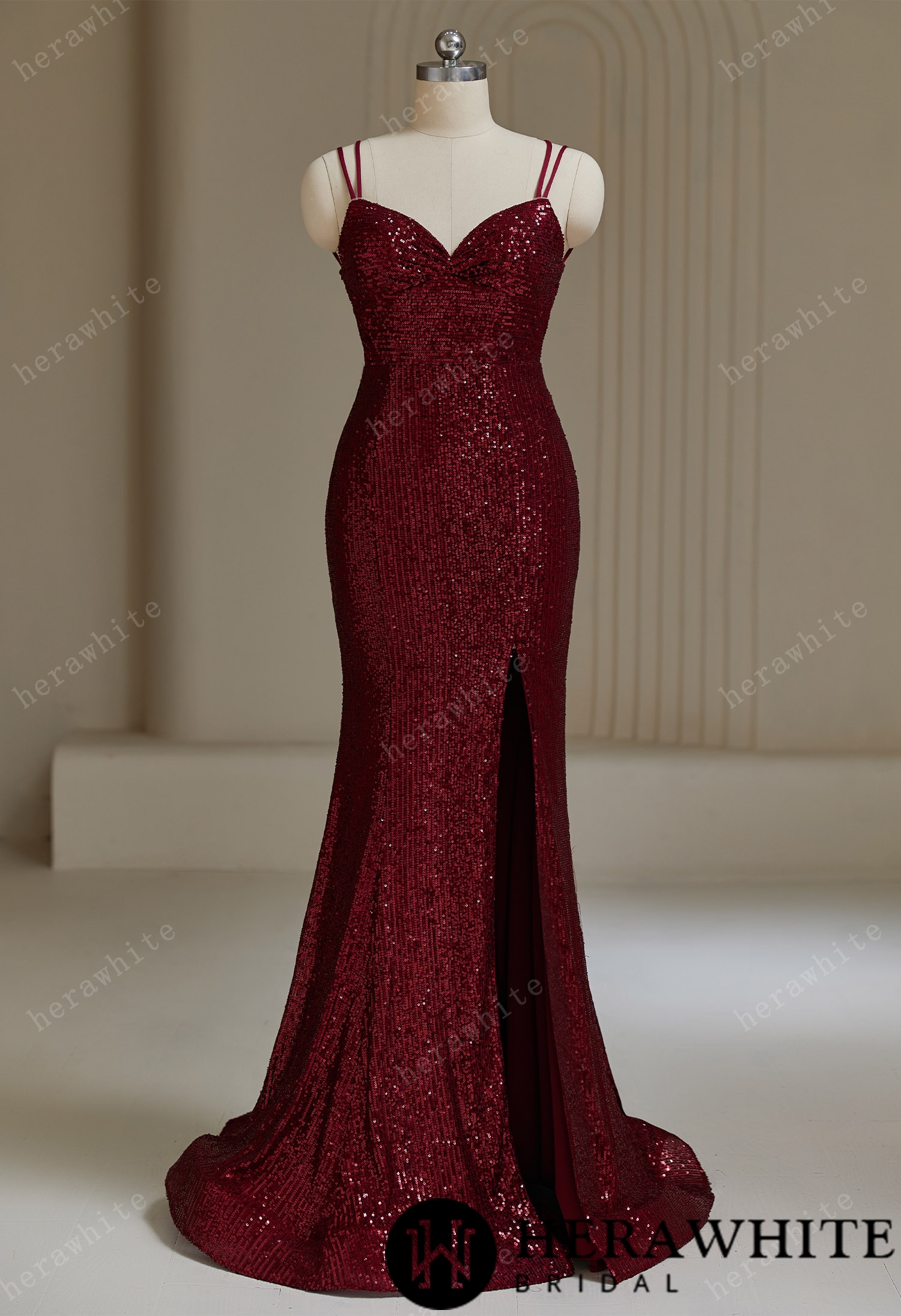 Sexy V-Neck Sequined Evening Dress