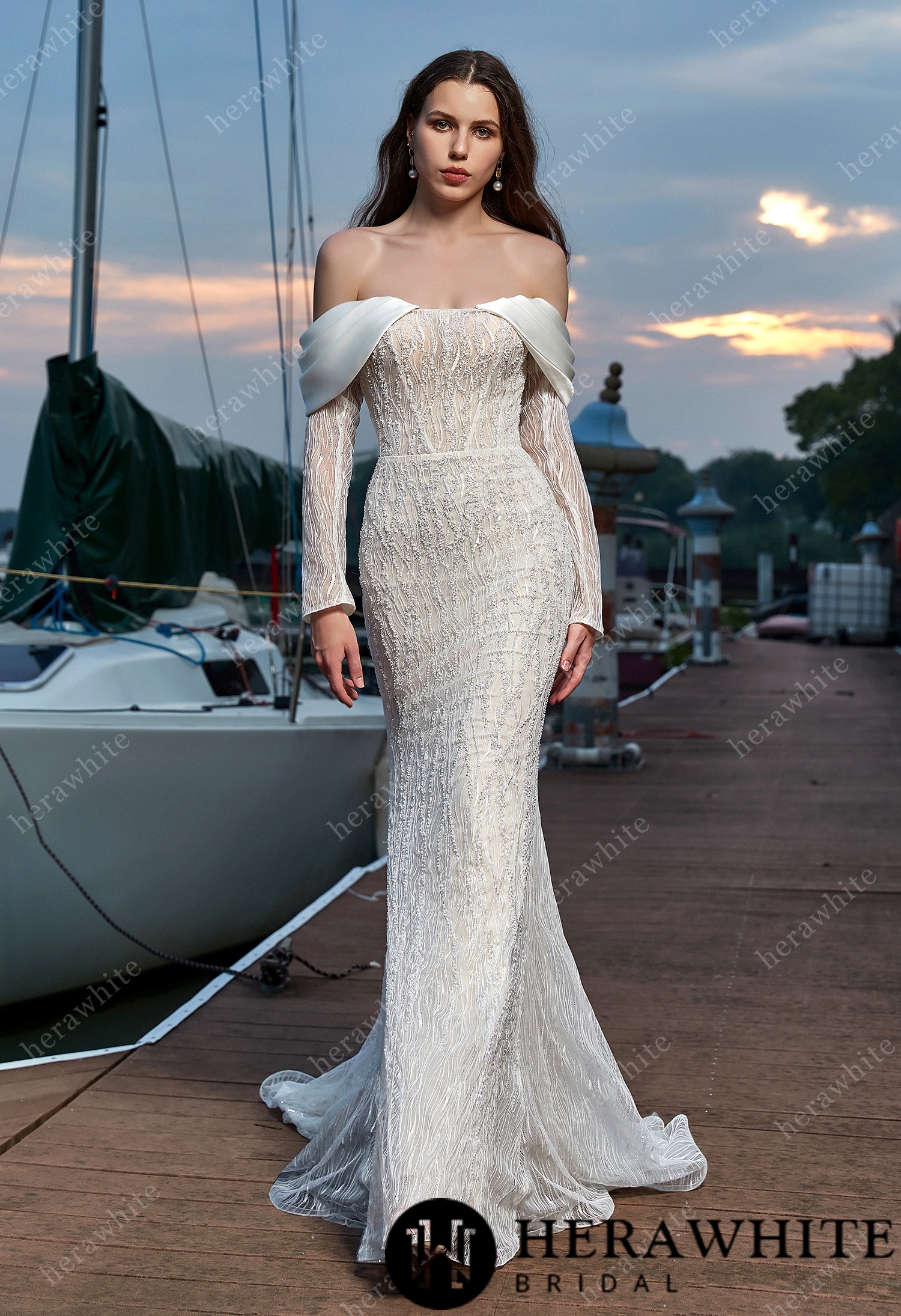 Sensual Sheath with Detachable Satin Overskirt  Wedding Dress