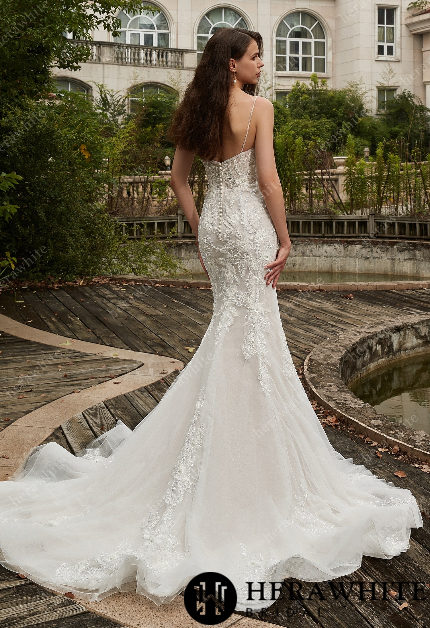 Beaded Sequins Lace And Detachable Overskirt  Wedding Dress