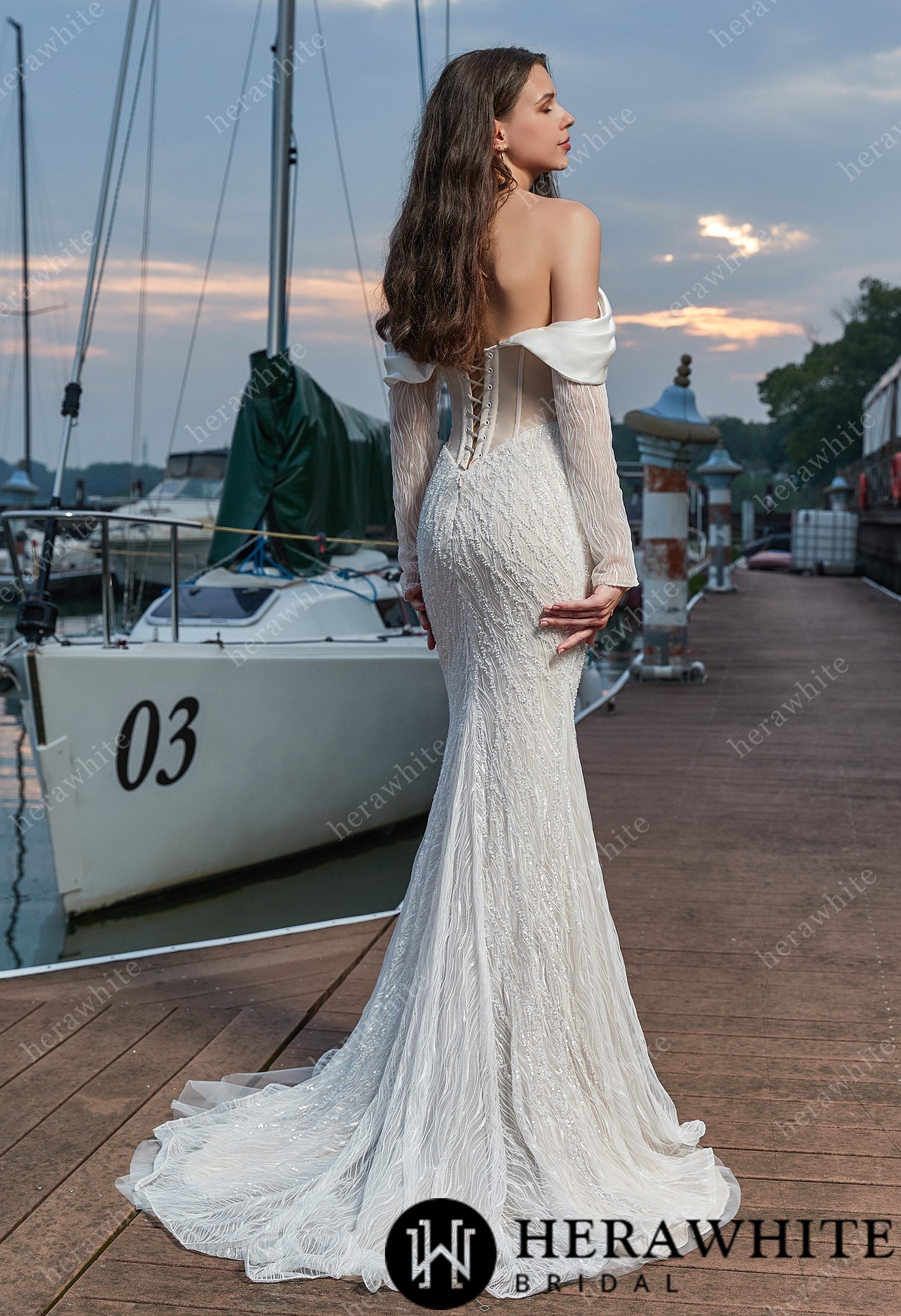 Sensual Sheath with Detachable Satin Overskirt  Wedding Dress