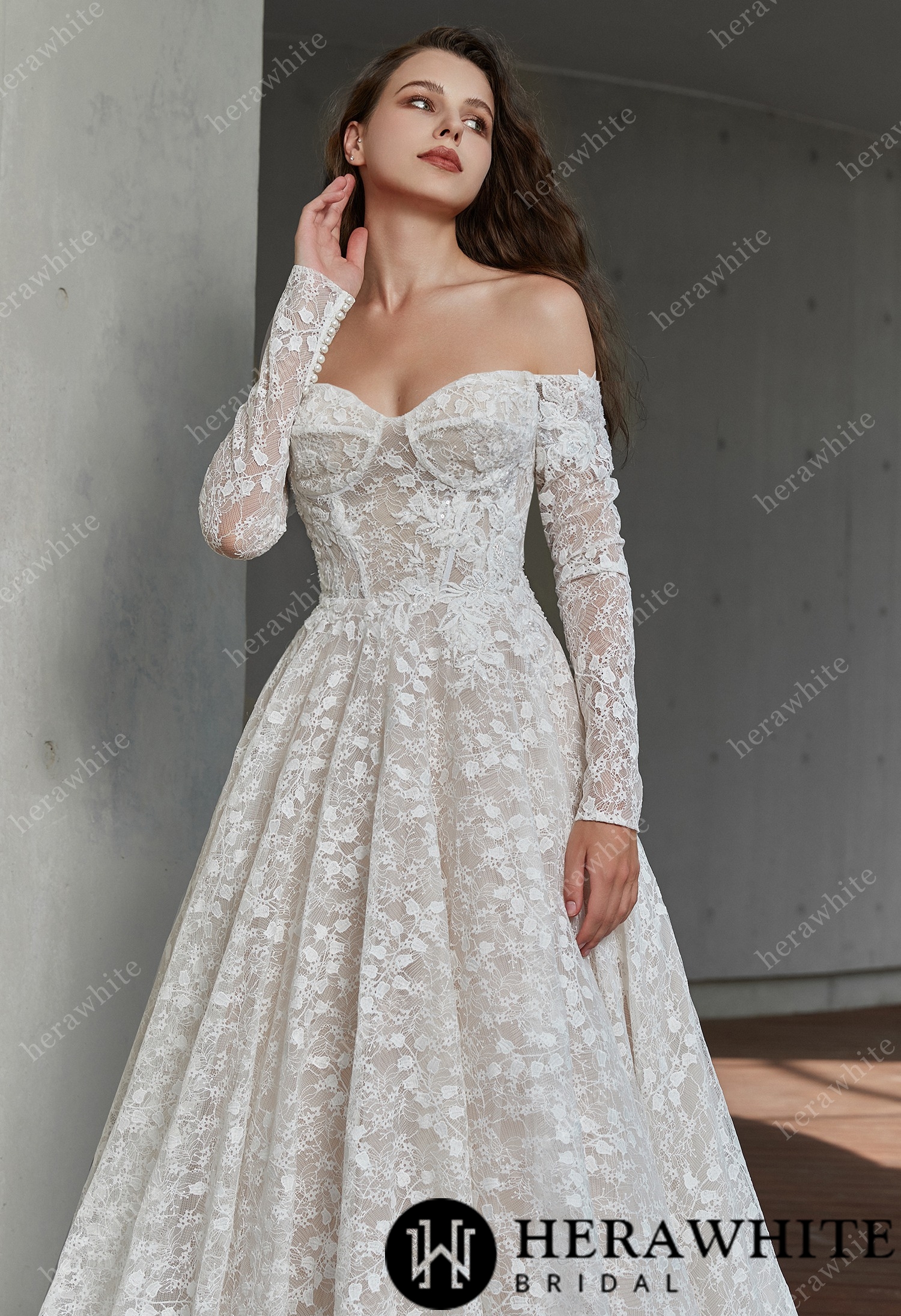 Grace Lace Sweetheart Wedding Dress with Corset Back