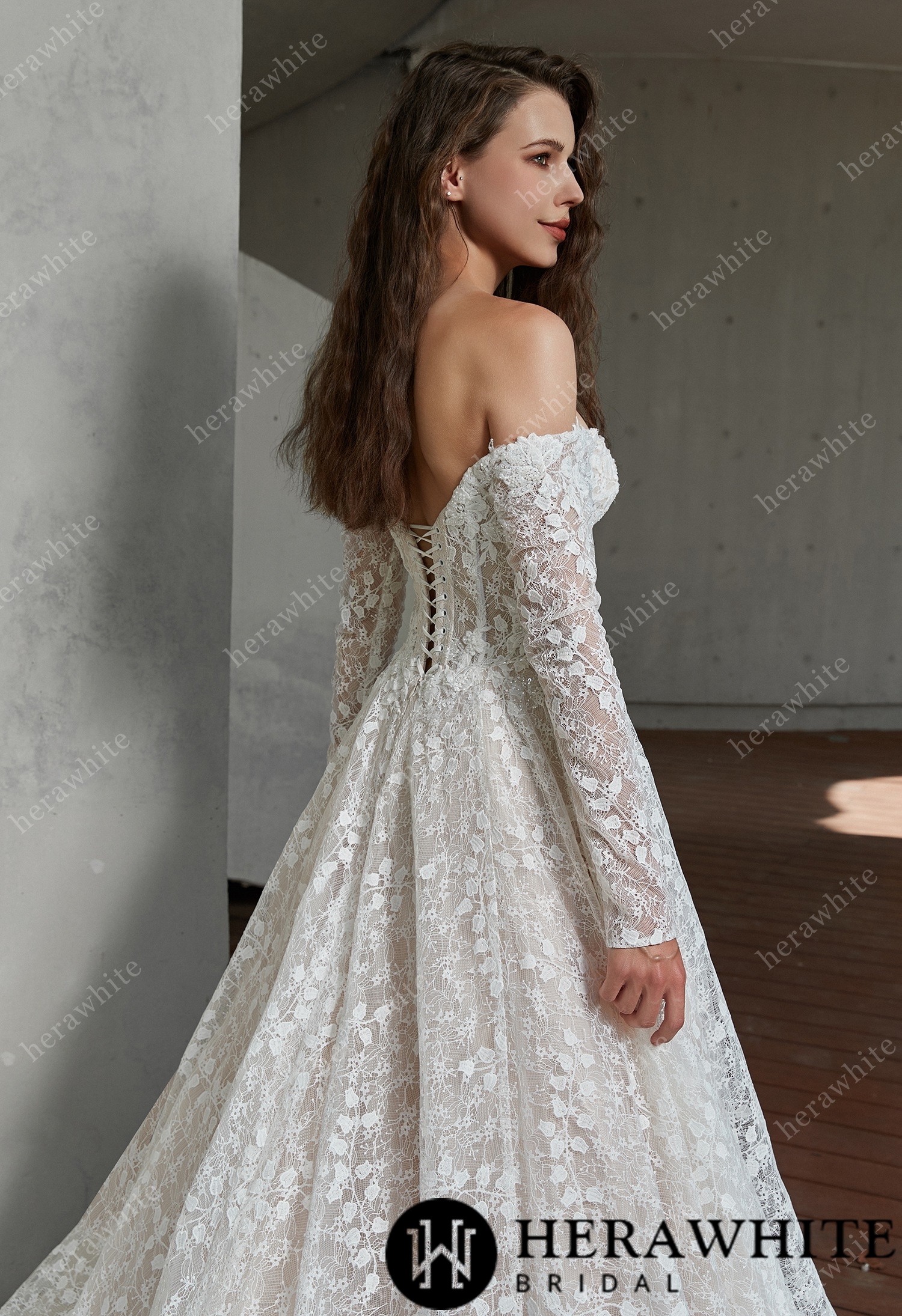 Grace Lace Sweetheart Wedding Dress with Corset Back