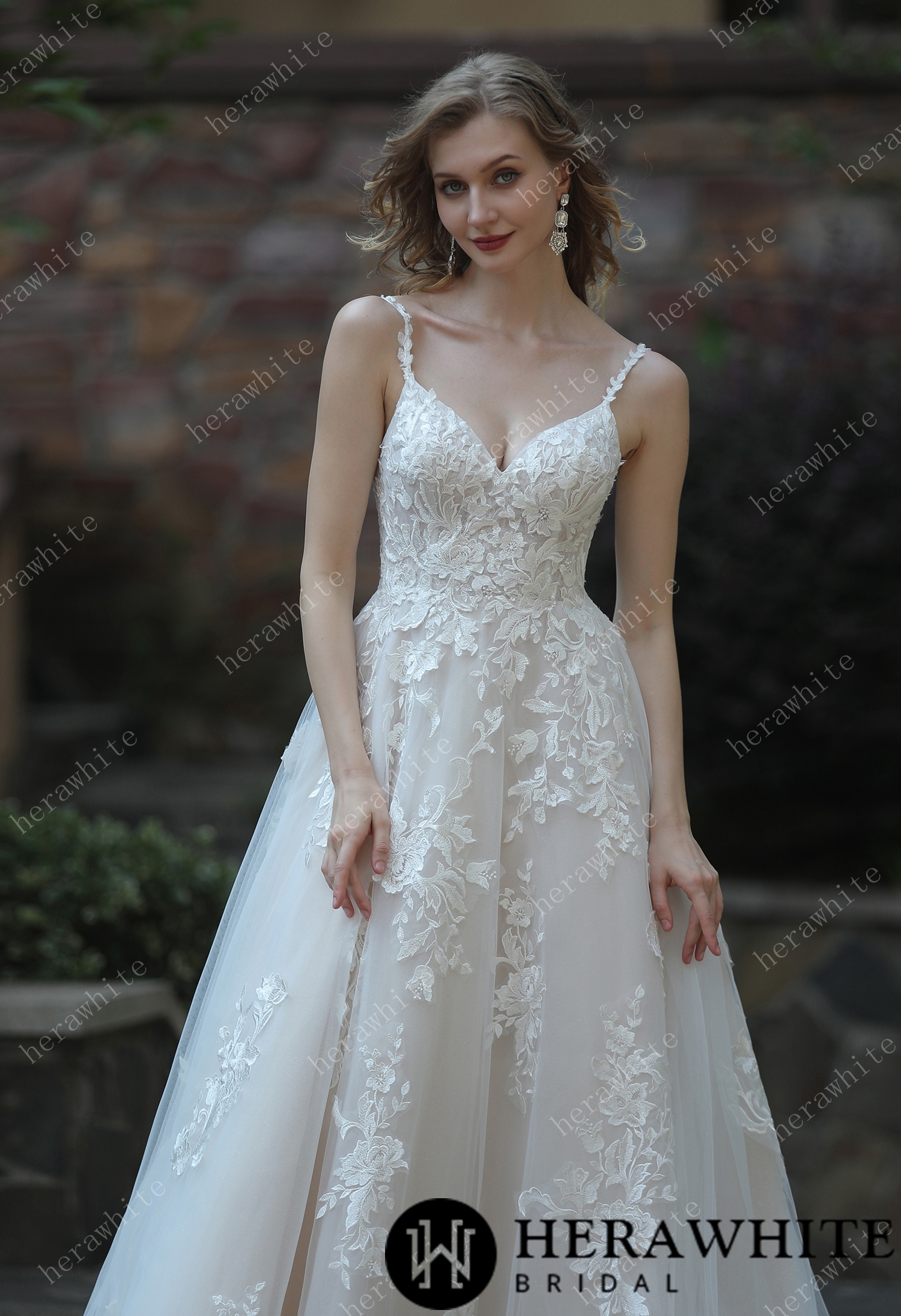 IN Stock/ Ethereal A-Line Frosted  Flower Lace Wedding Dress