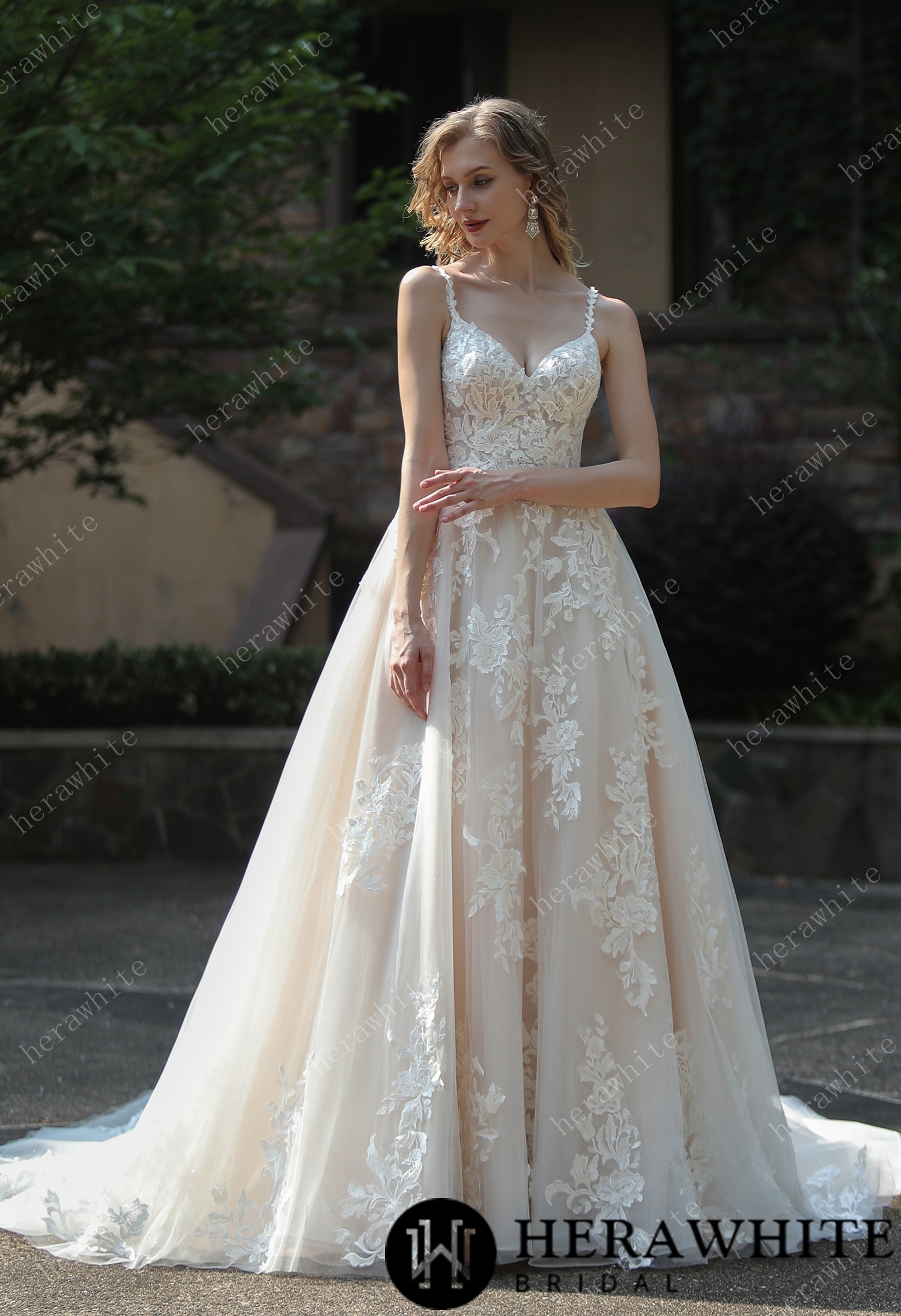 IN Stock/ Ethereal A-Line Frosted  Flower Lace Wedding Dress