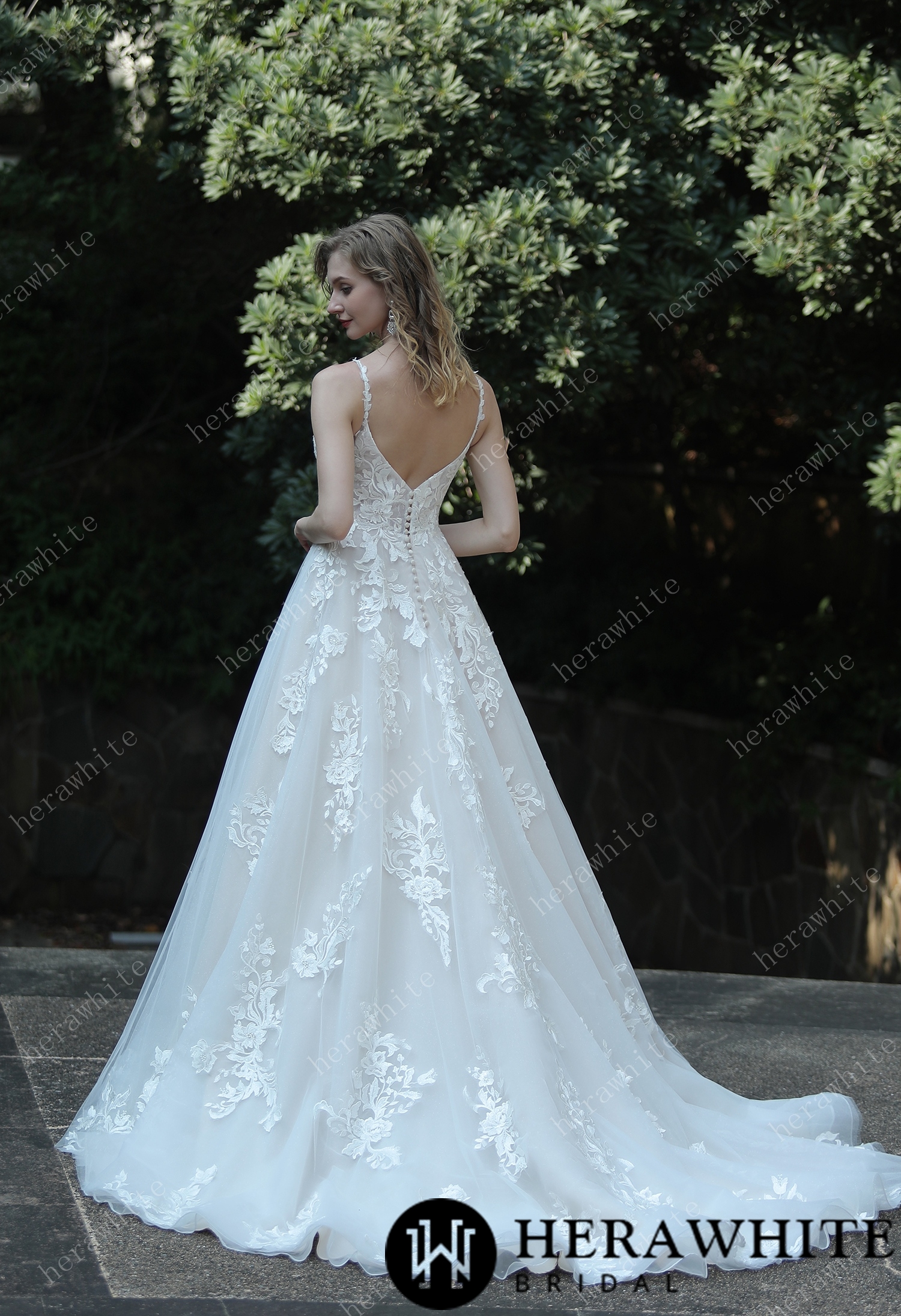 IN Stock/ Ethereal A-Line Frosted  Flower Lace Wedding Dress