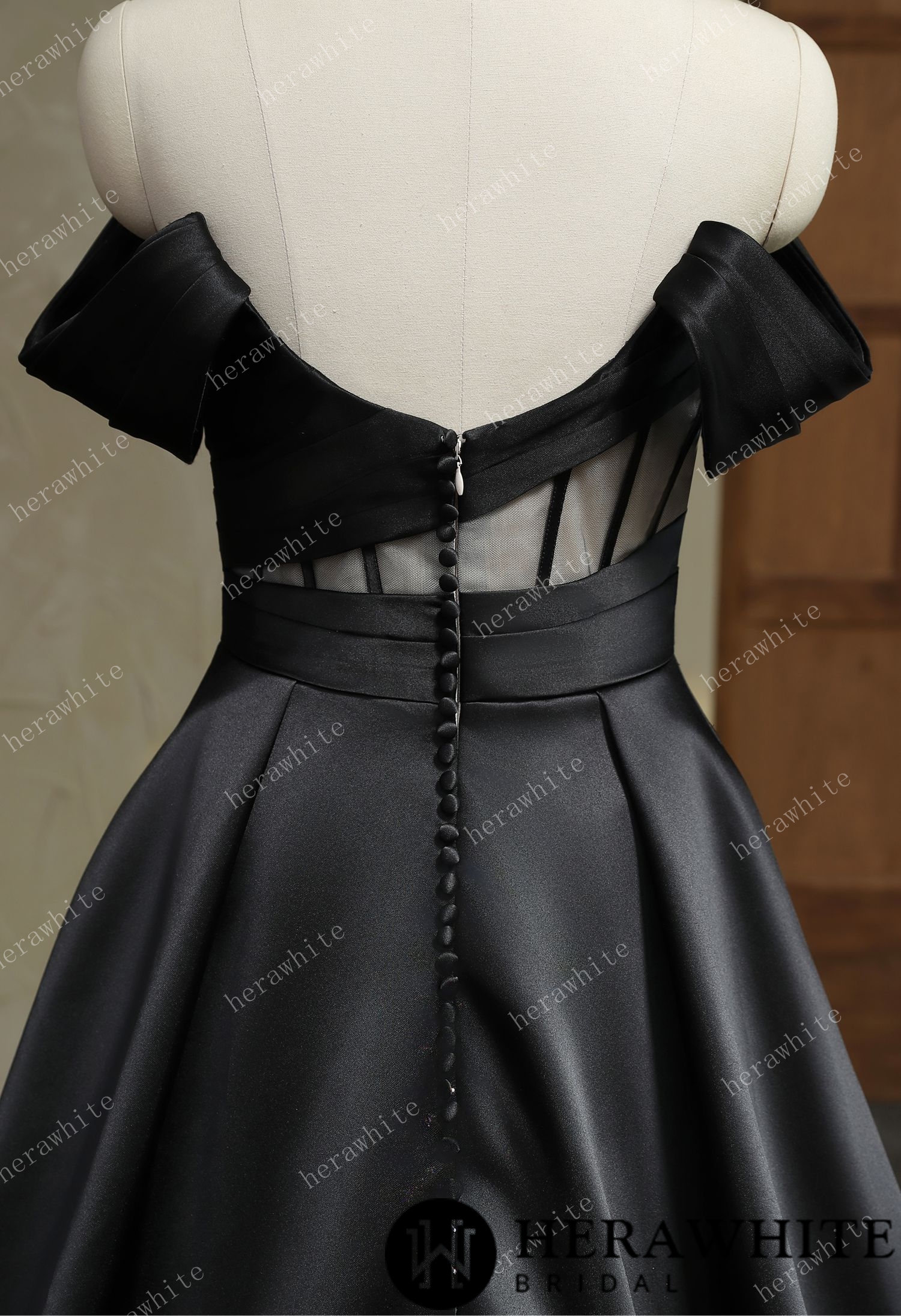 In Stock/  Modern Off Shoulder Grace Slit And Strapless Mikado Wedding Dress