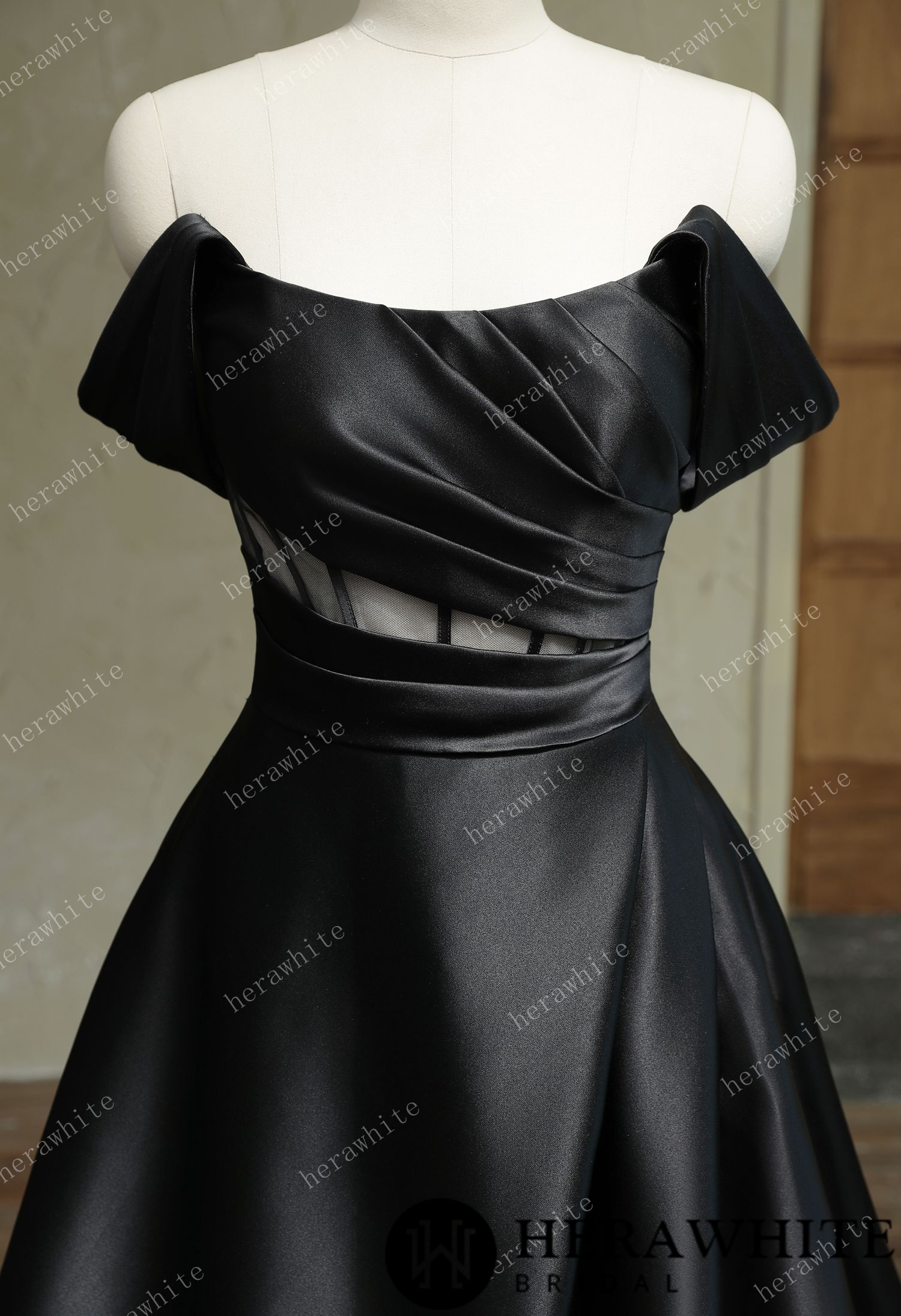 In Stock/  Modern Off Shoulder Grace Slit And Strapless Mikado Wedding Dress