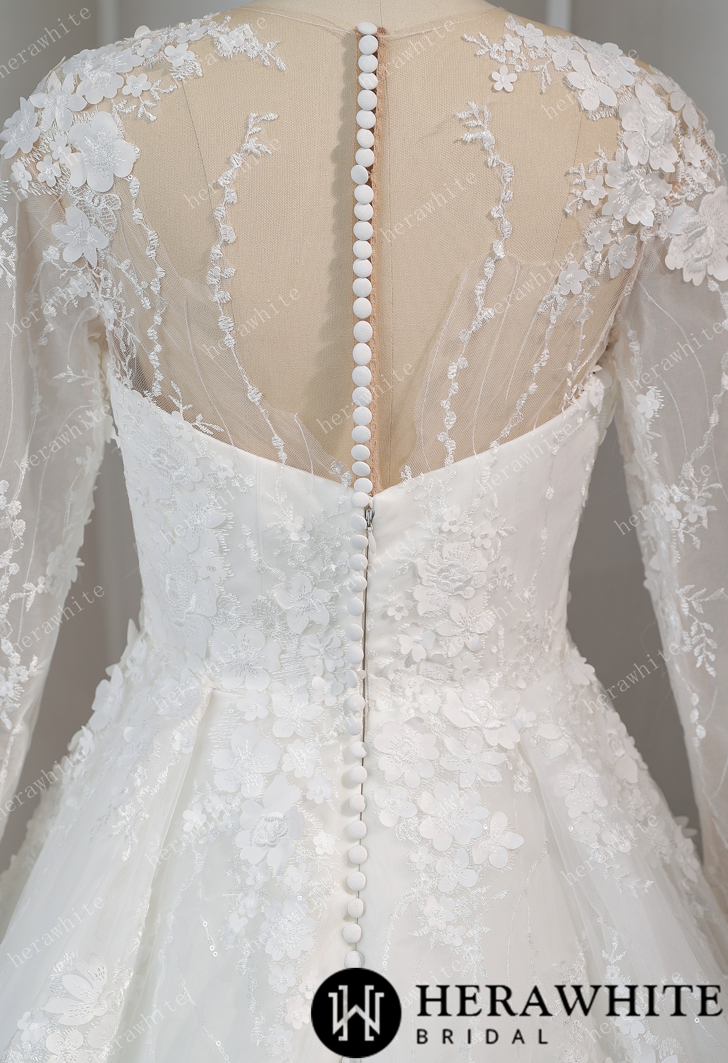 Sexy Elegant Illusion Plunging V Neck Wedding Dress