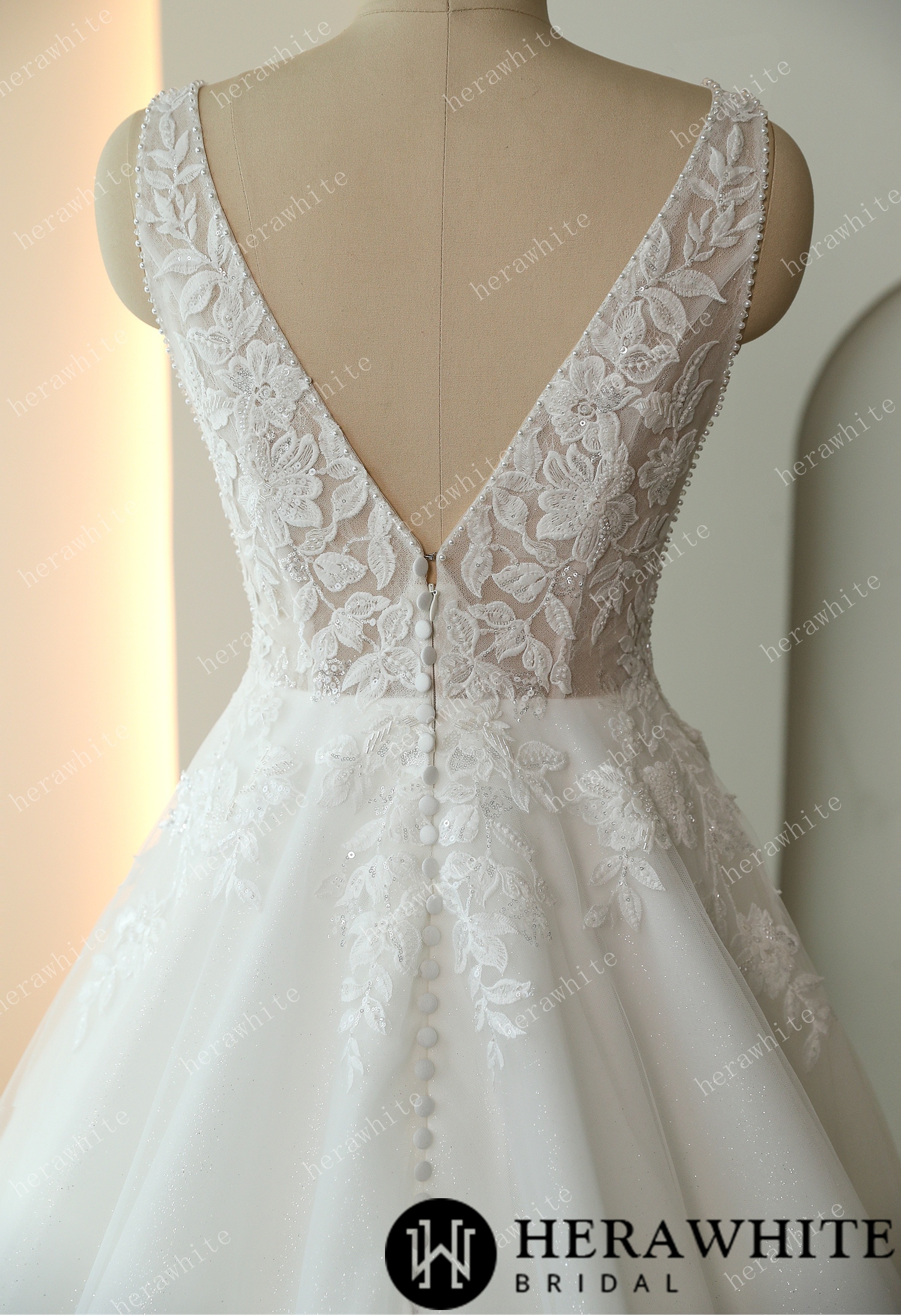 Beaded Embroidery Lace Ballgown Wedding Dress