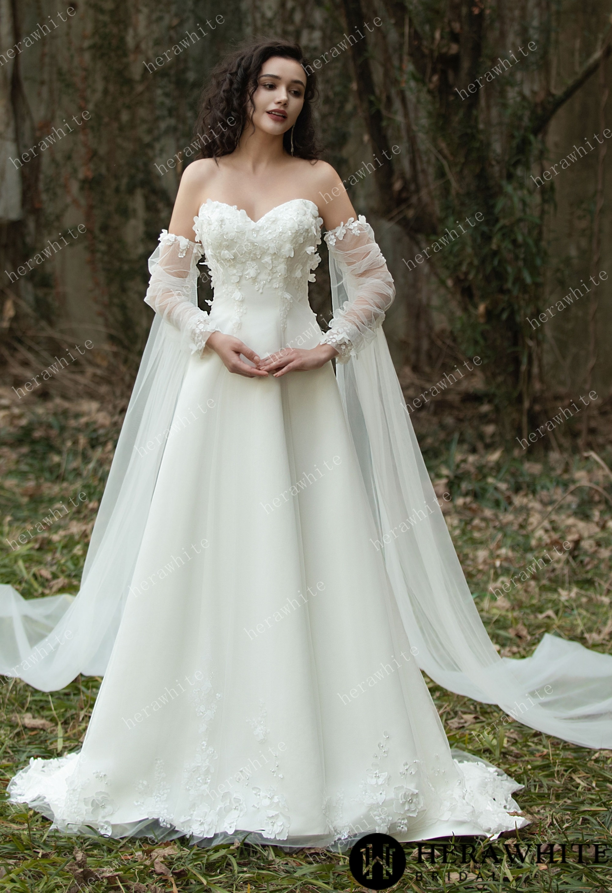 Fairy Sweetheart Neckline Satin Gown With Ribbon