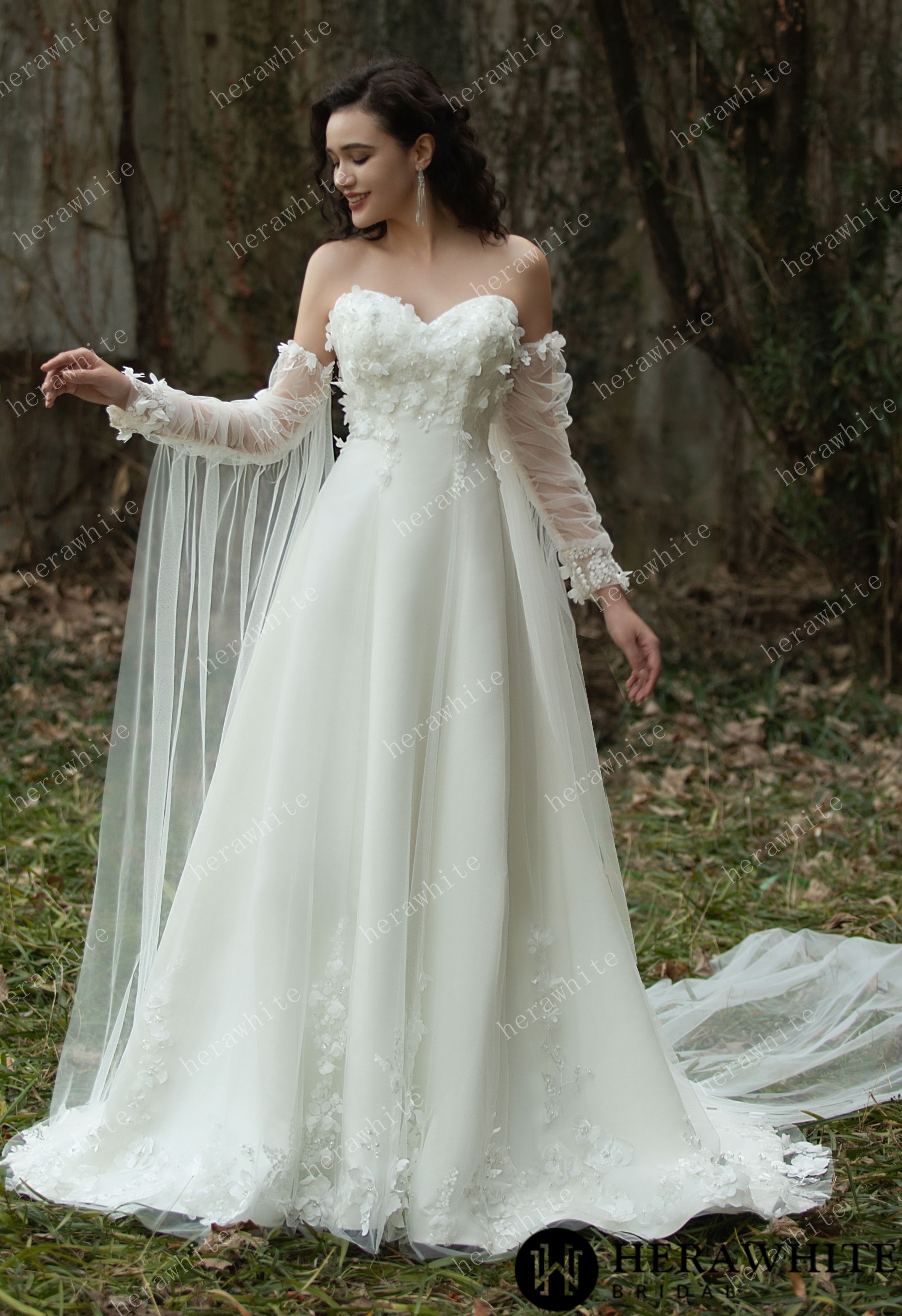 Fairy Sweetheart Neckline Satin Gown With Ribbon