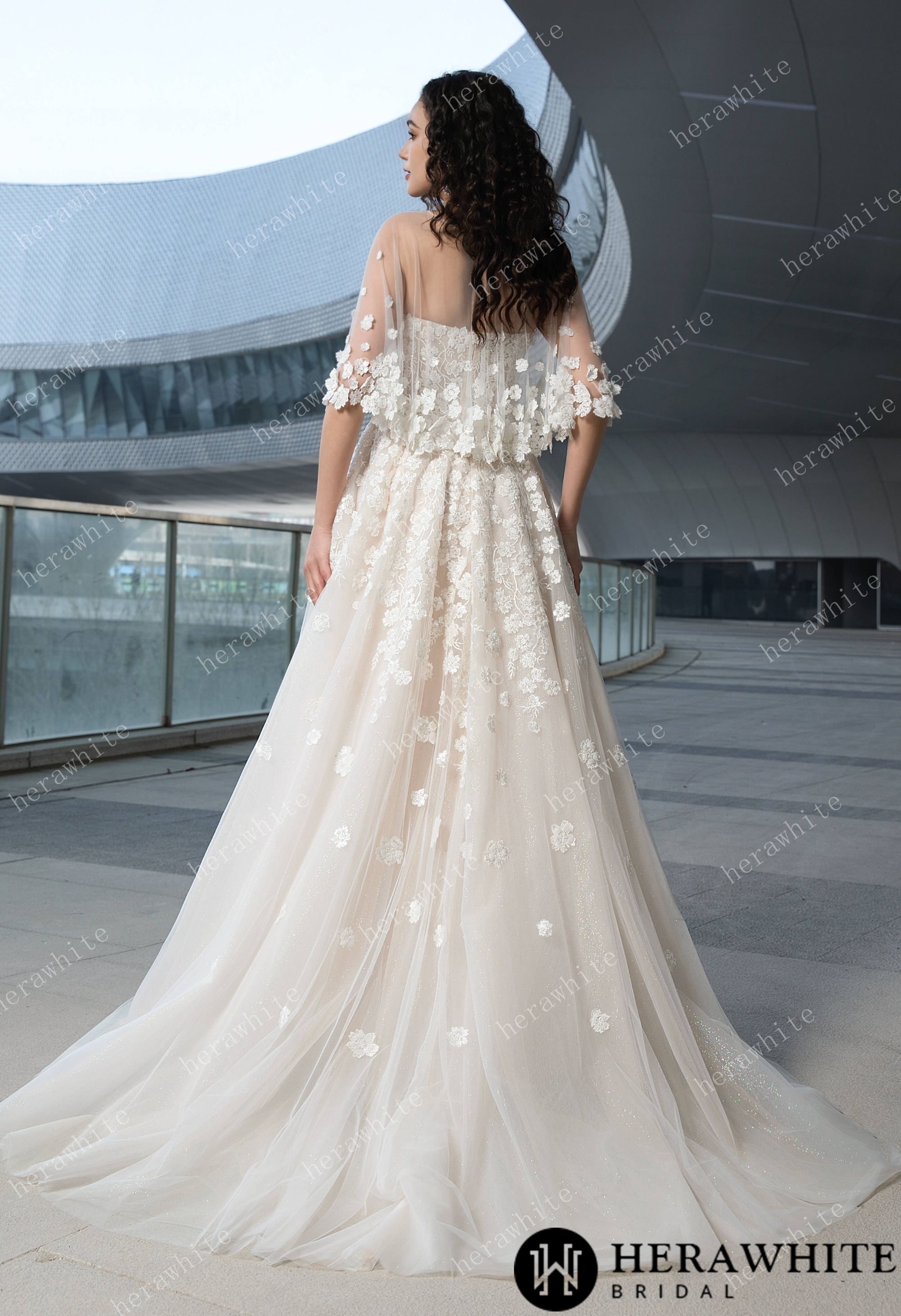 Elegant Lace A-Line Gown With Sweetheart Neckline and Intricate Floral Detailing