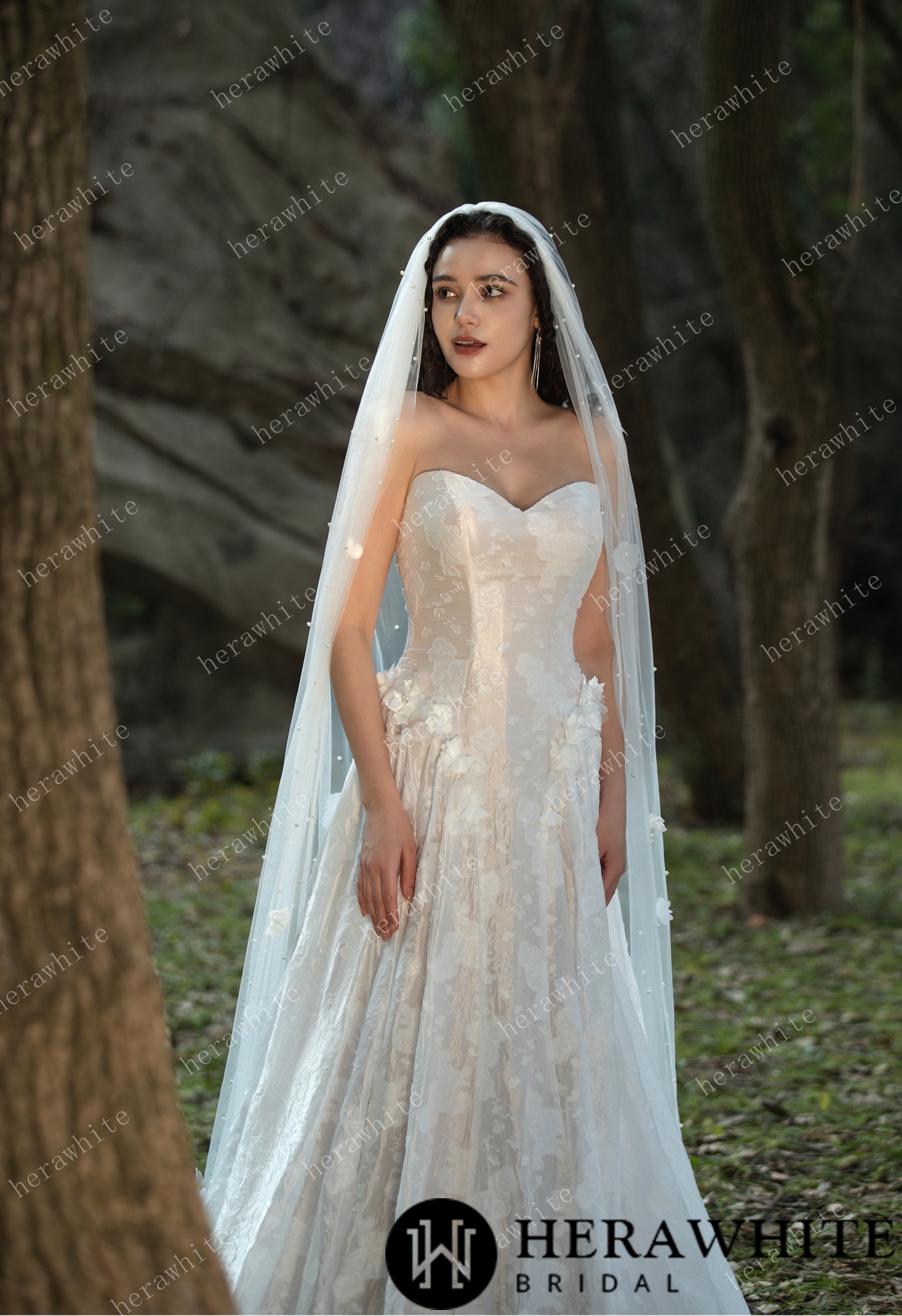 Cathedral Length Blockbuster 3D Floral Pearl Embellished Wedding Veil
