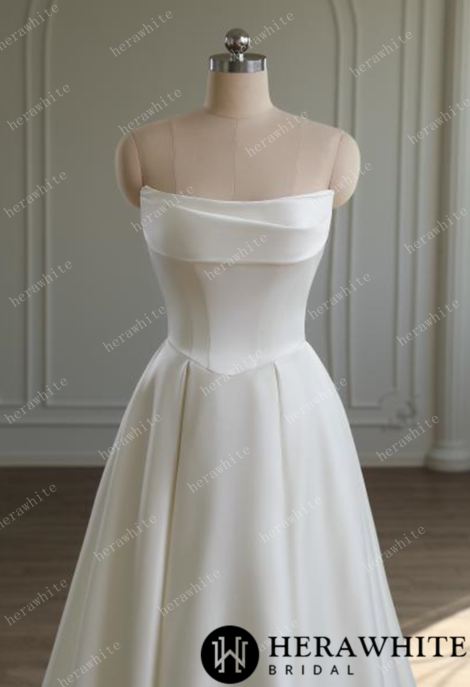 In Stock/ Strapless Neckline A-line With Basque Waist Wedding Dress