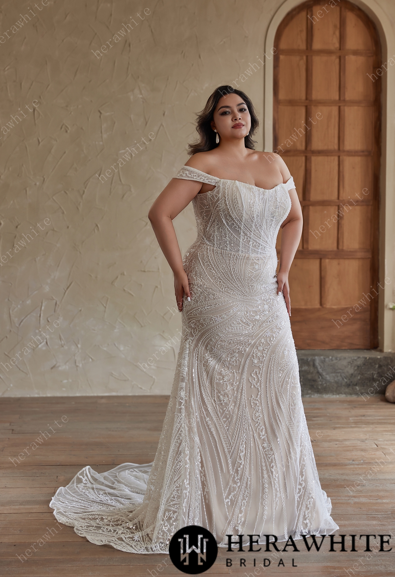 Slim Fit Strapless  Beaded Embroidered Wedding Dress