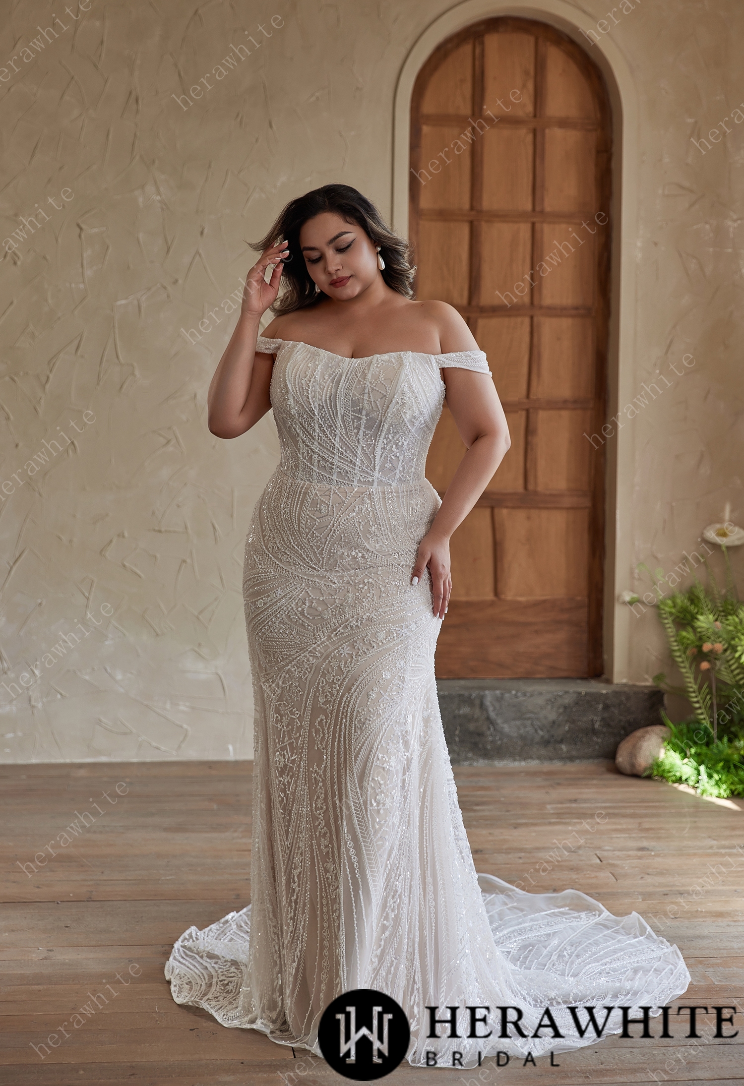 Slim Fit Strapless  Beaded Embroidered Wedding Dress