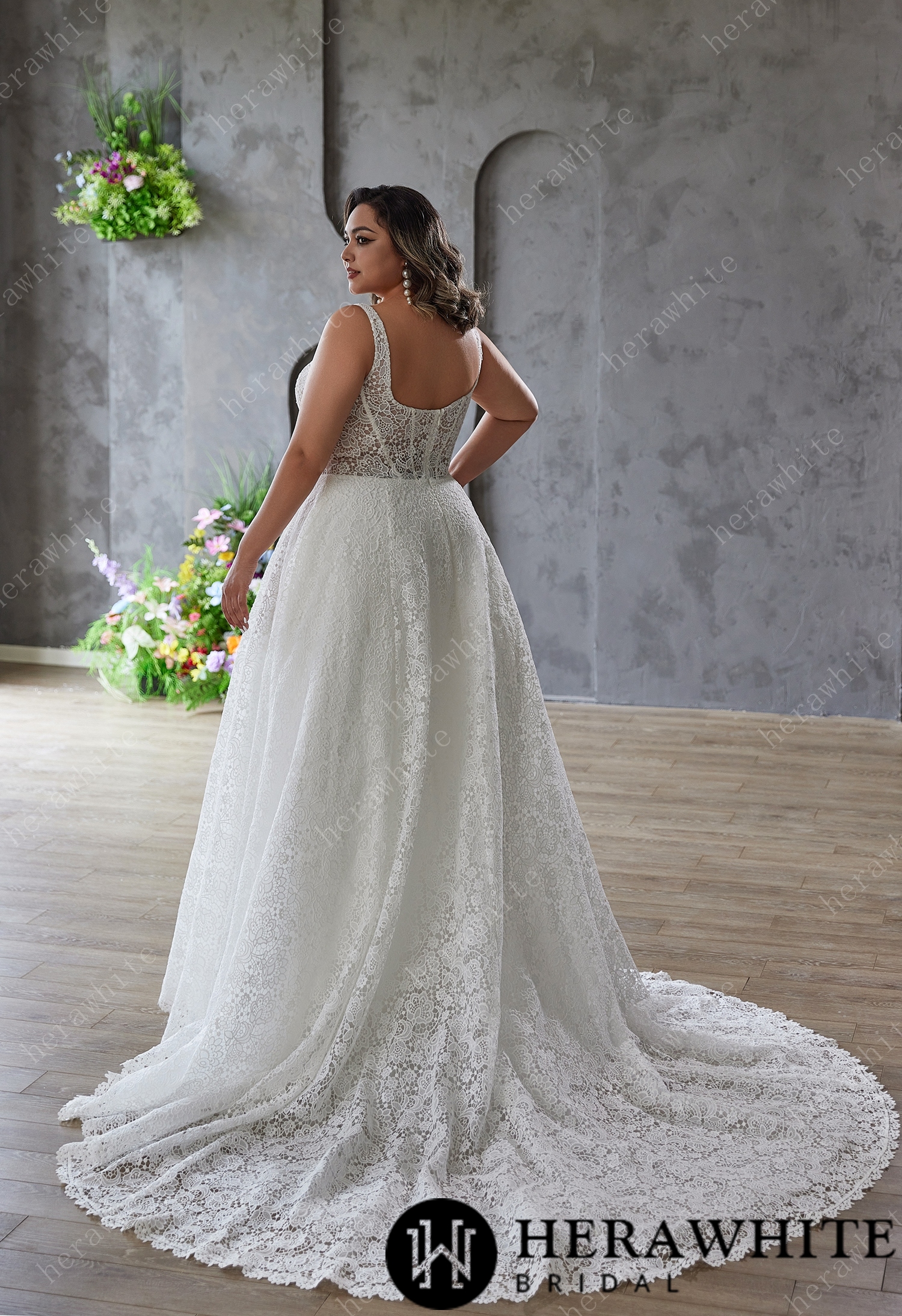 Effortless Grace – Full Lace A-Line Gown with Classic Charm