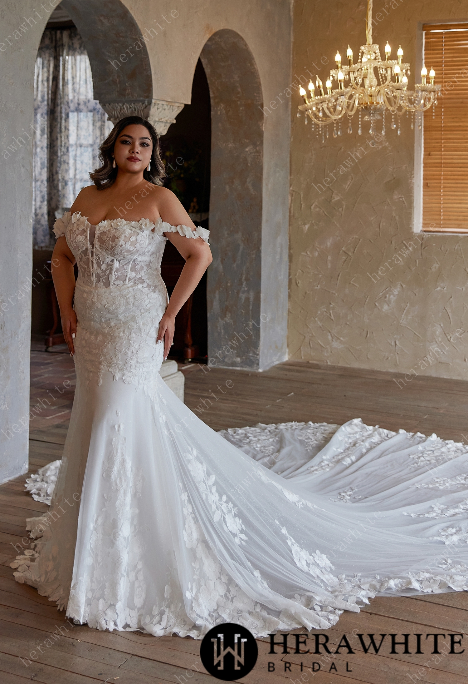 Enchanting Mermaid Silhouette Wedding Dress with Chapel Train