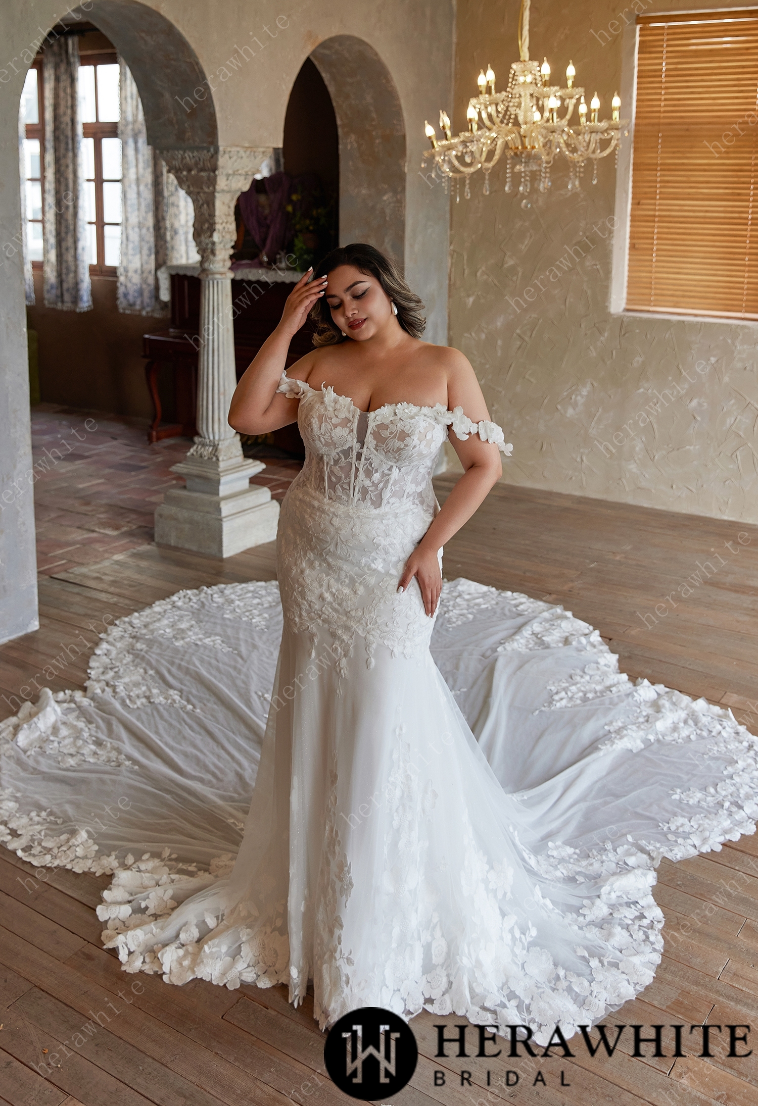 Enchanting Mermaid Silhouette Wedding Dress with Chapel Train