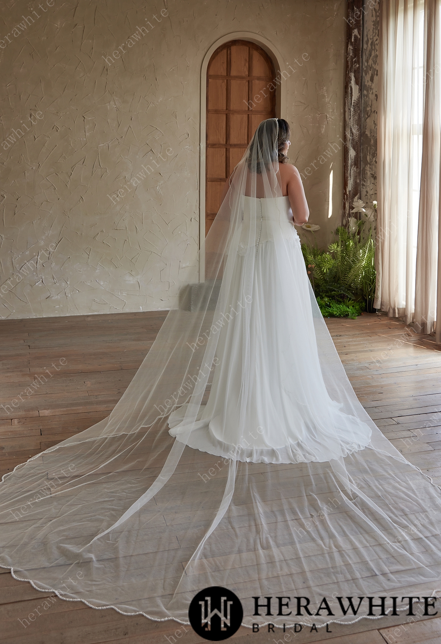 Strapless Chiffon Wedding Dress with 3D Floral Accents for Plus Sizes