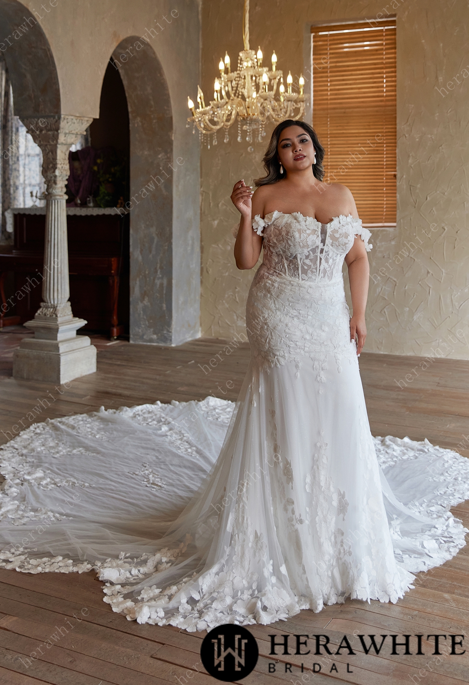 Enchanting Mermaid Silhouette Wedding Dress with Chapel Train