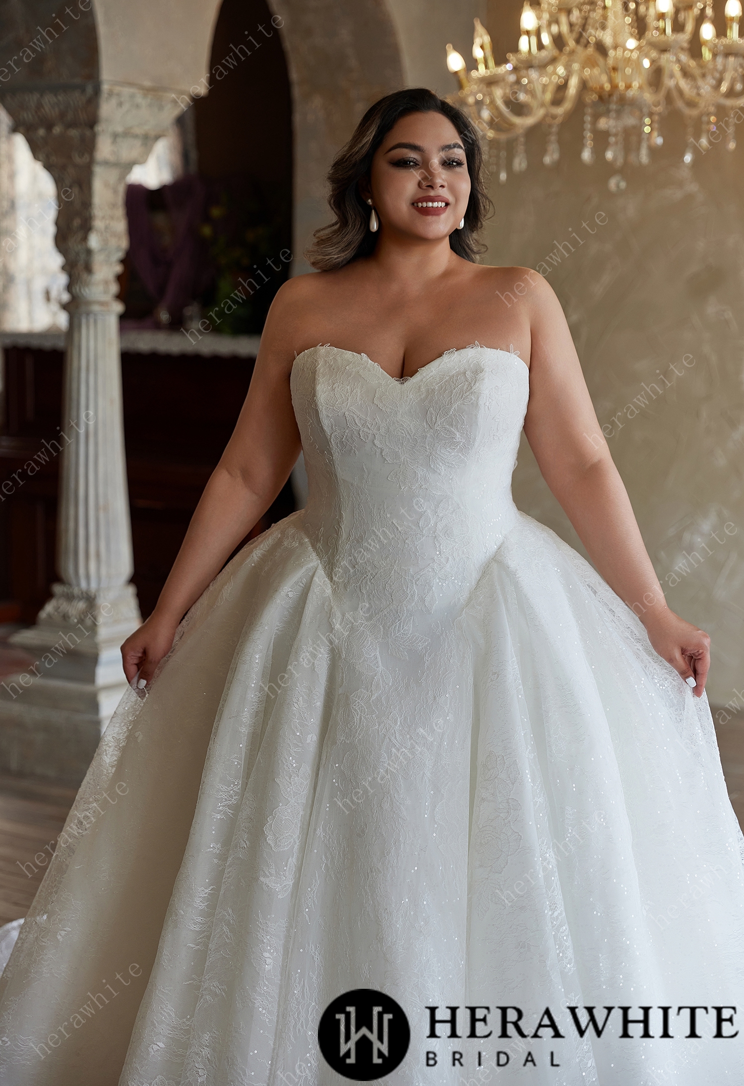 Glittering Lace Ball - Gown Sweetheart Neckline Wedding Dress