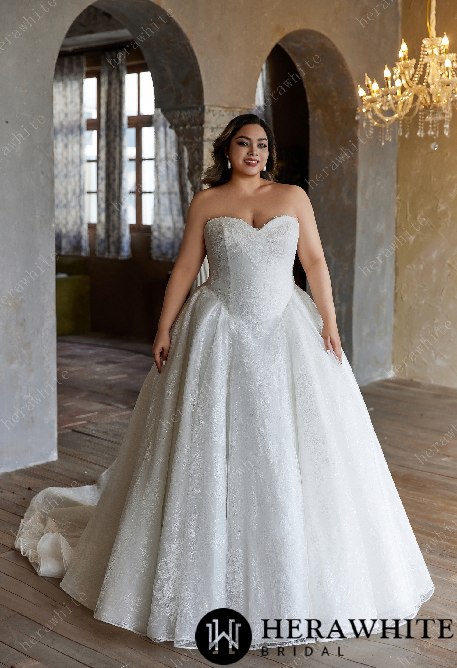 Glittering Lace Ball - Gown Sweetheart Neckline Wedding Dress