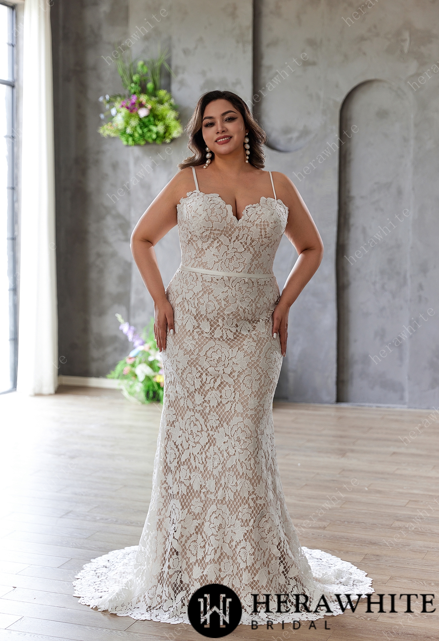 Allover Flower Lace Fit and Flare Dress with Detachable Jacket