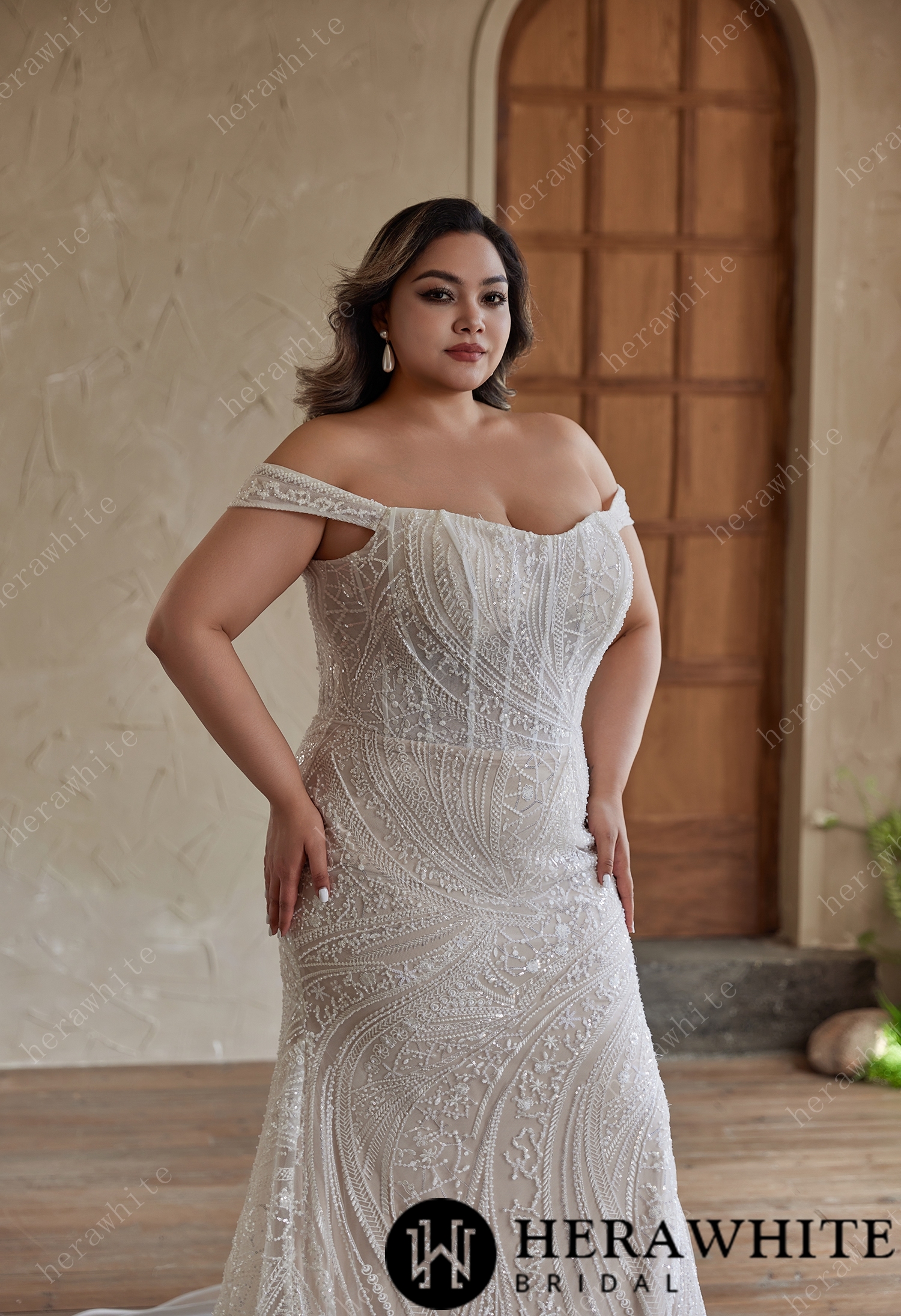 Slim Fit Strapless  Beaded Embroidered Wedding Dress