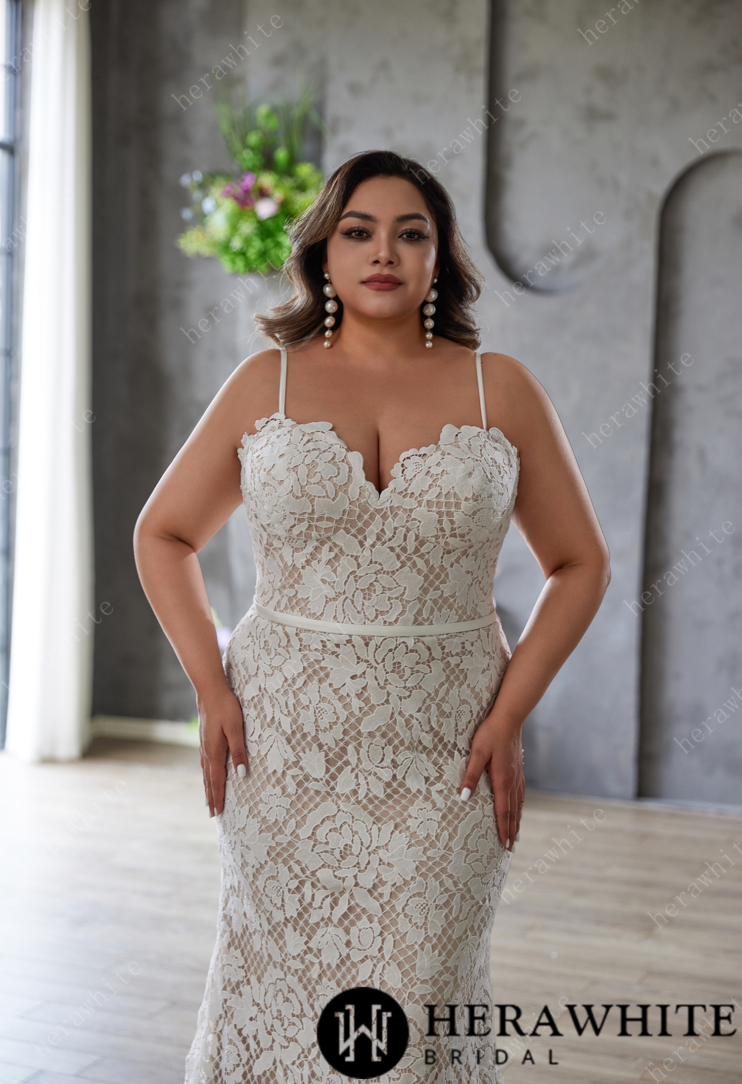 Allover Flower Lace Fit and Flare Dress with Detachable Jacket