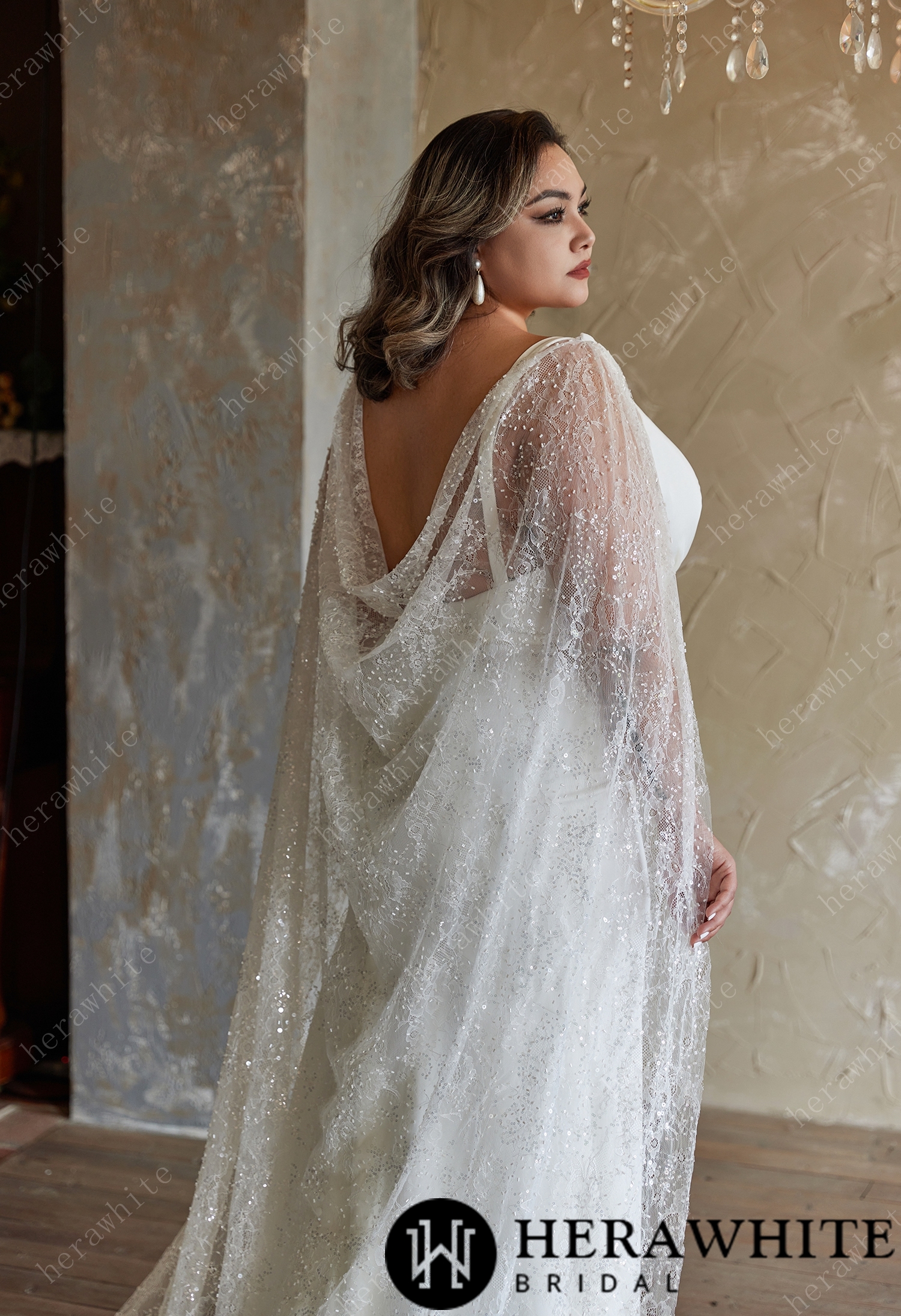 Exquisite Plus-Size Fit and Flare Wedding Dress with Unique Pleat Design