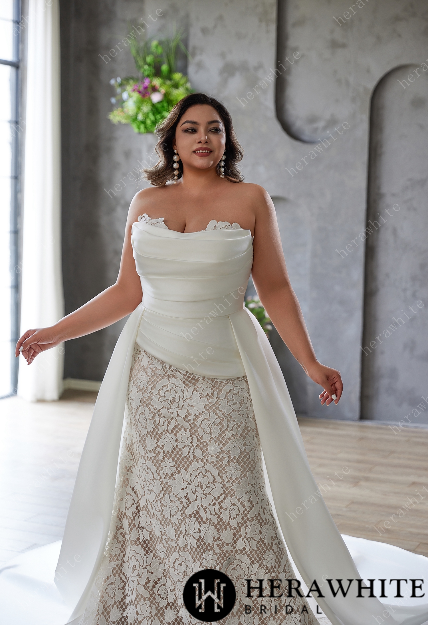 Allover Flower Lace Fit and Flare Dress with Detachable Jacket