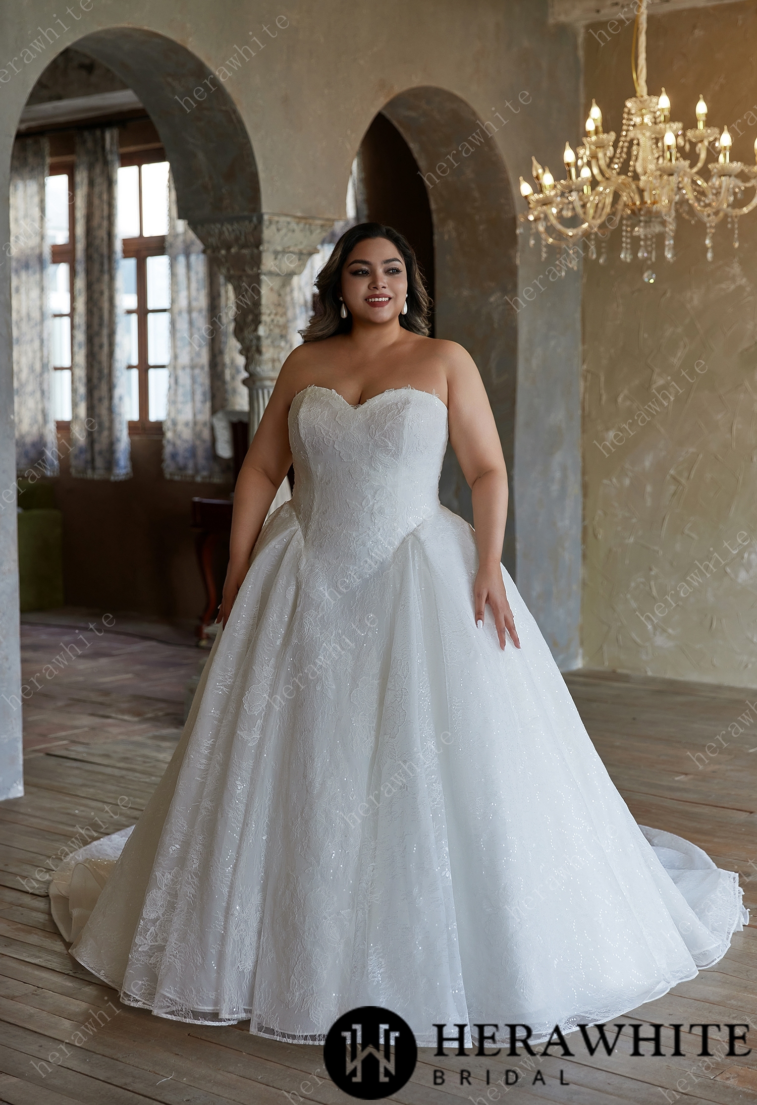 Glittering Lace Ball - Gown Sweetheart Neckline Wedding Dress