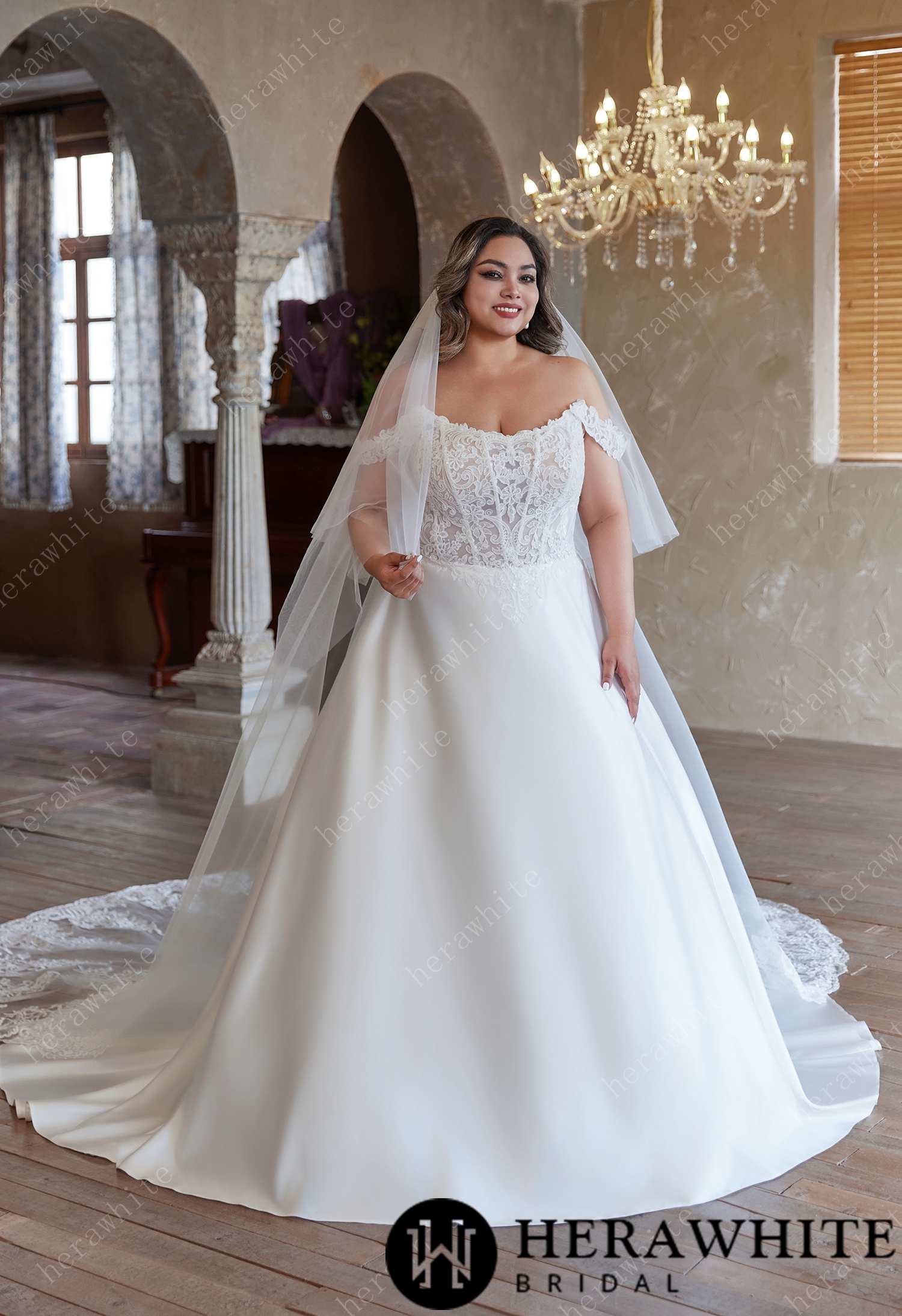 Cathedral - Length Wedding Veil with Delicate Lace Edging