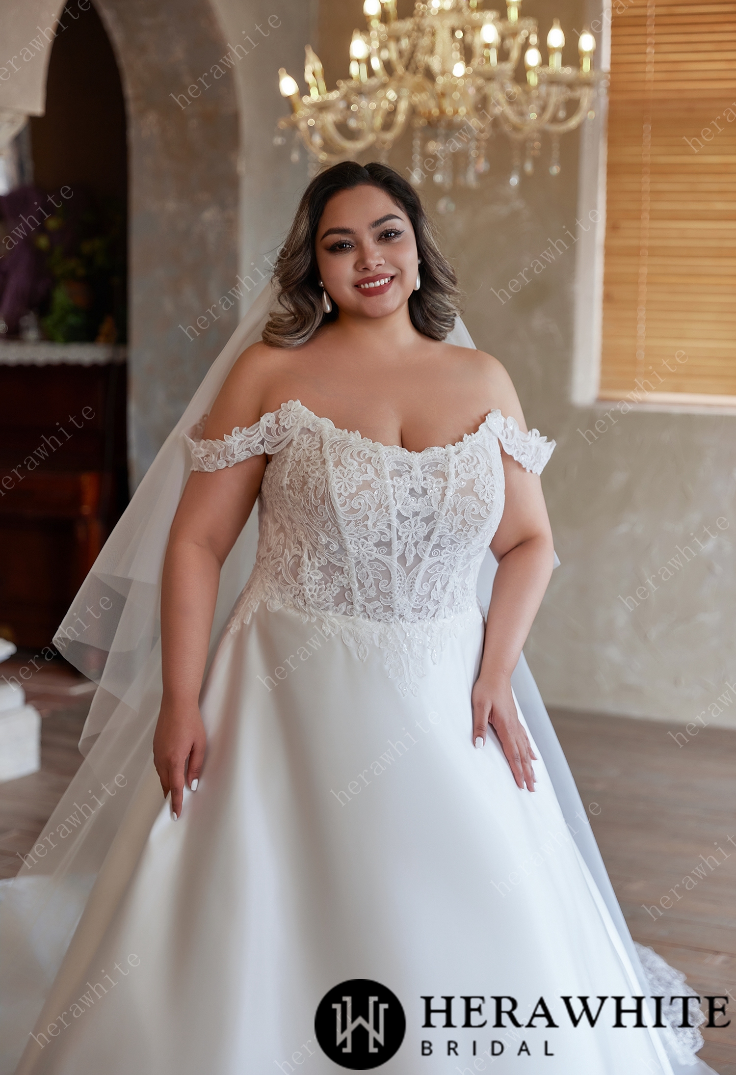 Cathedral - Length Wedding Veil with Delicate Lace Edging