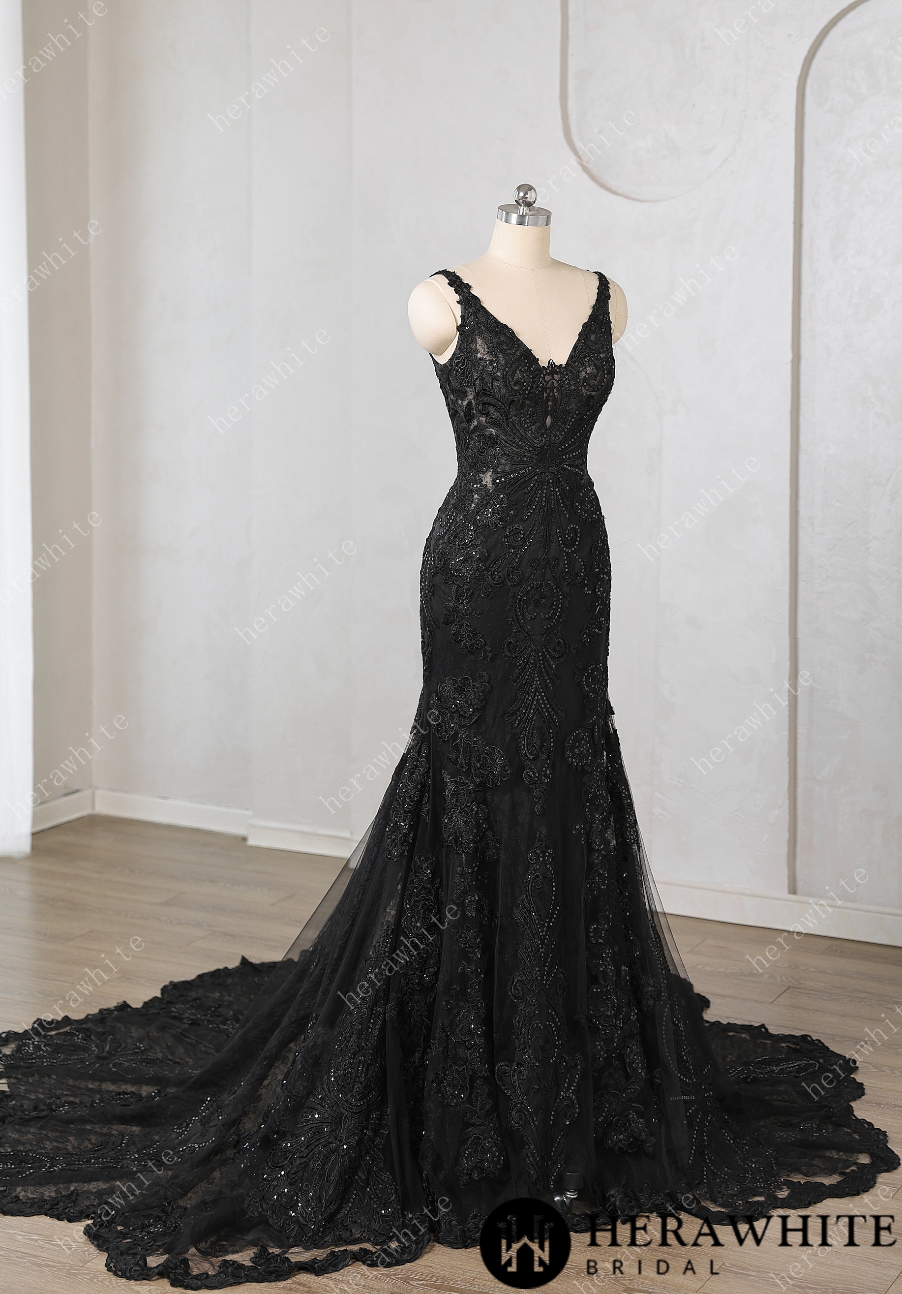 Sleek Trumpet Silhouette Tulle Bridal Gown with Dramatic Cathedral Train